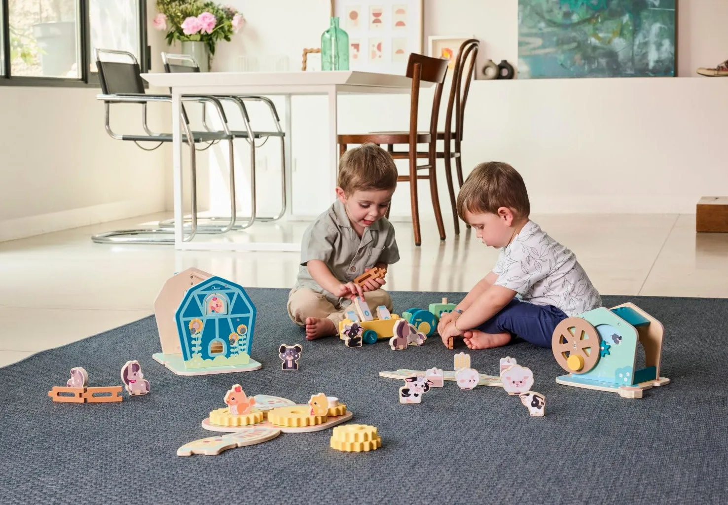 Chicco La Grande Fattoria dei Pony Playset, Gioco educativo in Legno con 3 Personaggi e Accessori | Gioco di Ruolo con Carrucola, Scala e Recinzione, Ispirato al metodo Montessori, 2 Anni +