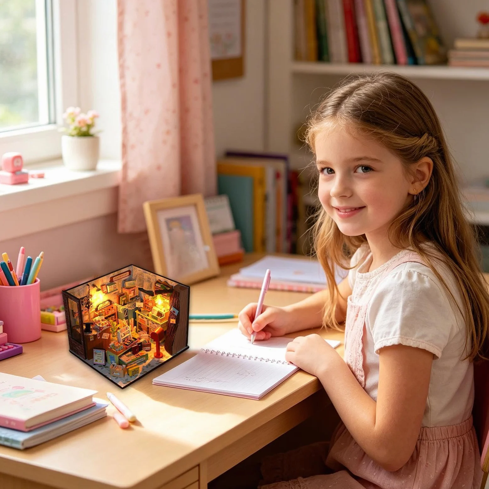 Kit fai da te per una casa in miniatura Giocattolo Di Costruzione Modellino | Mini Kit Casa Per la decorazione di scrivania, dormitorio, appartamento, libreria, soggiorno e abitazione.