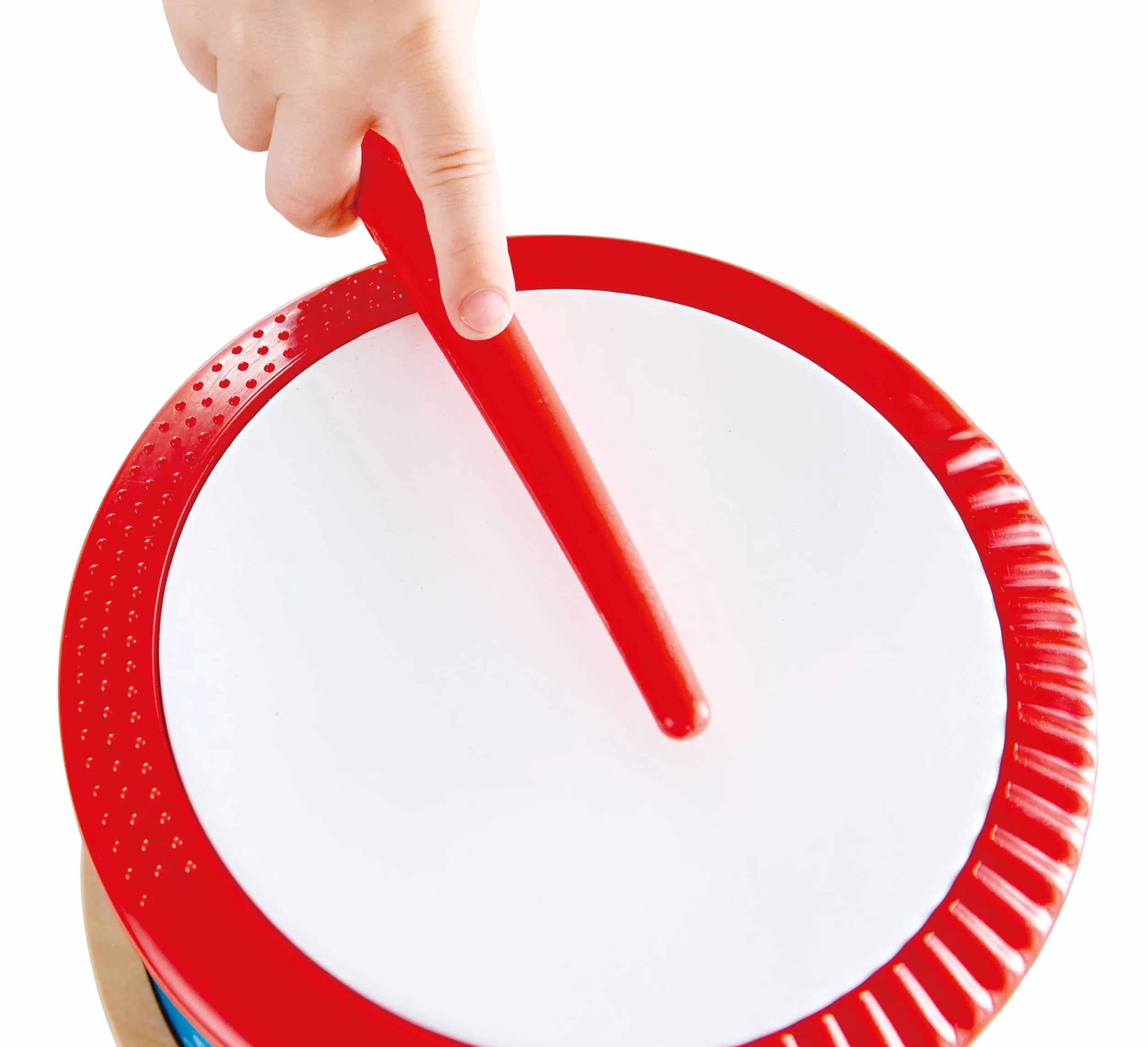 Hape Tamburo a due facce con bacchetta in legno | Diverse modalità di uso per esplorare suoni e musica dai 12 mesi