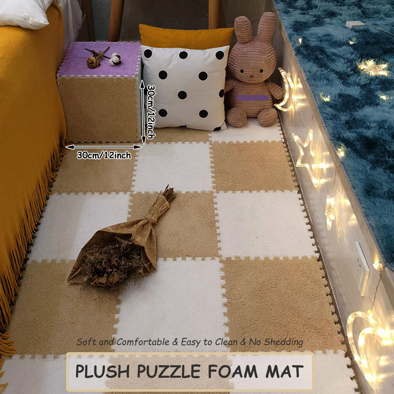tappetini in schiuma, Confezione da 12 tappetini in schiuma a puzzle ad incastro, multicolore(Gray+white)