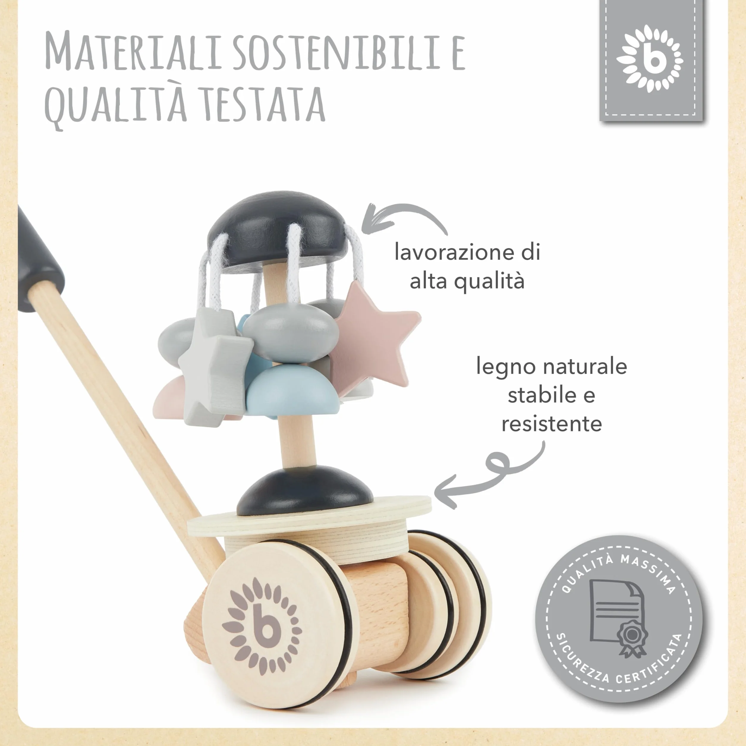 Bieco | gioco trainabile per bambini | ruota in legno | giocattoli trainabili | primi passi con ruote