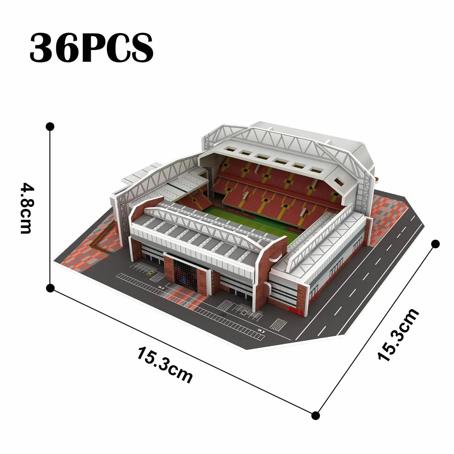 Georgie Porgy Puzzle dello Stadio di Calcio 3D Modello Giocattoli da Costruzione Set di Sostruzione per Bambini Regali di Compleanno (Anfield Stadium 36 Pezzi)