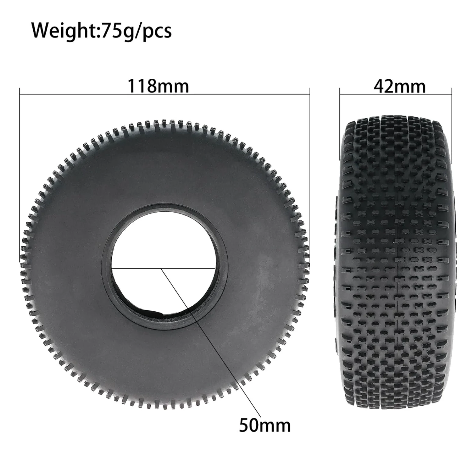 Per Axial Per SCX10 Per Traxxas Per TRX4 Per TRX6 D90 Per Redcat Per MST LK07 1/10 4 Pezzi 118mm 1.9 "Pneumatici In Gomma RC Crawler Parte Aggiornamento RC Ruote Gomma
