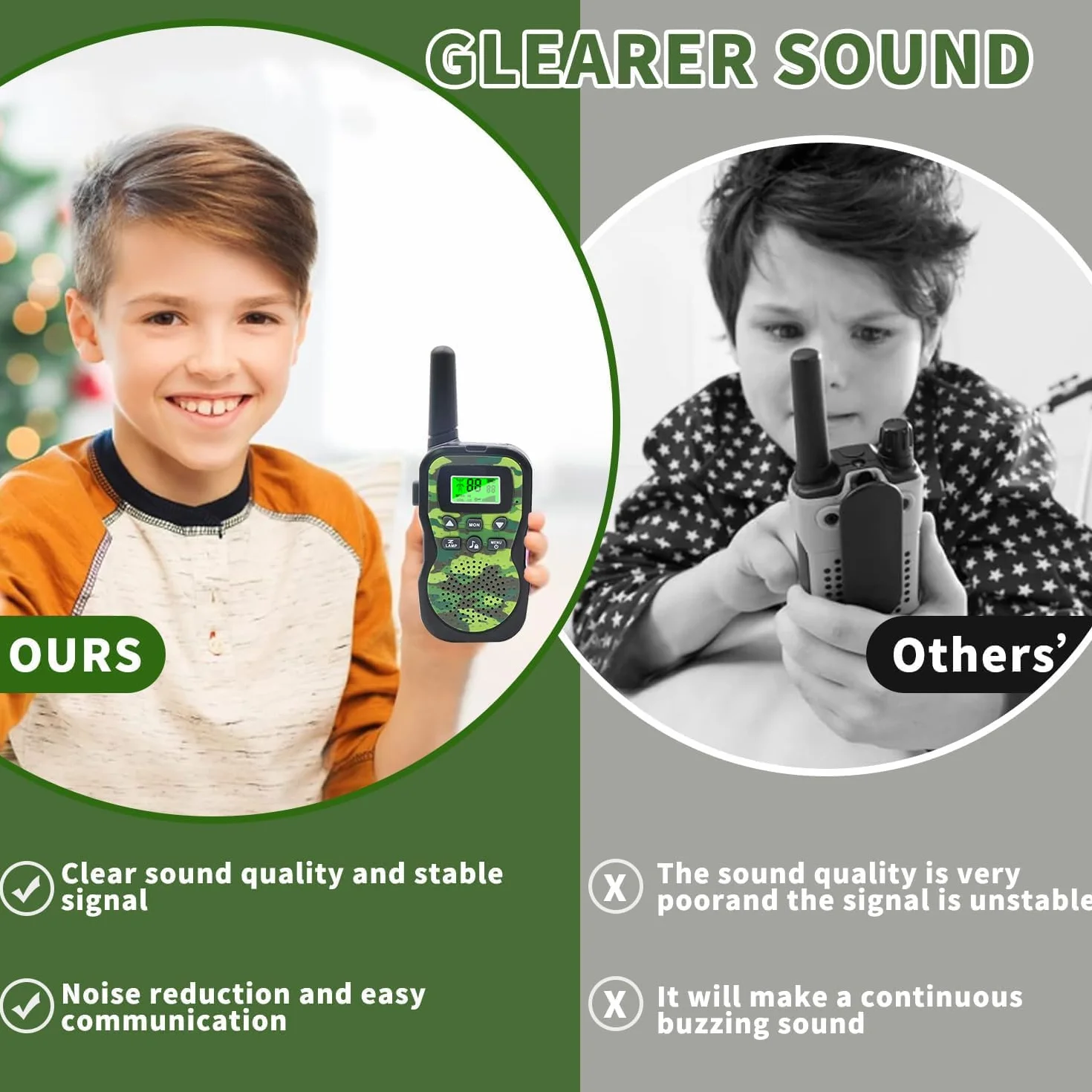 Nestling Walkie Talkies 3 Pezzi, Walkie Talkie Bambini 8 Canali Radio a 2 vie con Torcia LCD