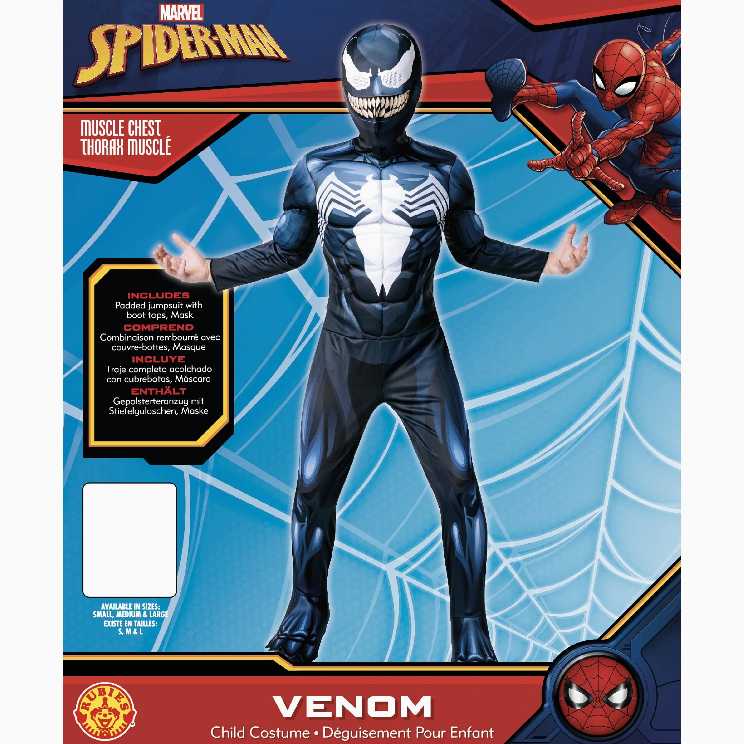 Rubies Costume ufficiale Disney Marvel da Spider-Man Venom Deluxe per ragazzi, costume da supereroe per Halloween