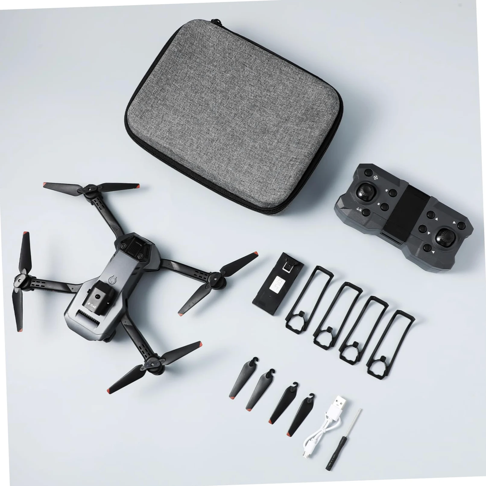 Drone Pieghevole Max con Tripla Fotocamera, Nero Abs | Obiettivo Elettrico 150°, Capacità 1800mah 3,7v, Doppie Batterie per Uso Adulto