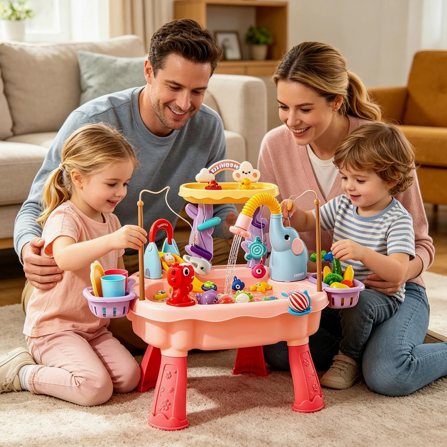 Tavolo Acqua Attività Giocattolo Da Pesca Con Pompa Elettrica | Set Di Attività Sensoriali Per Bambini per Bambini e Bambine Piccoli Patio Spiaggia Campeggio Asilo Casa Bagno Sala Giochi