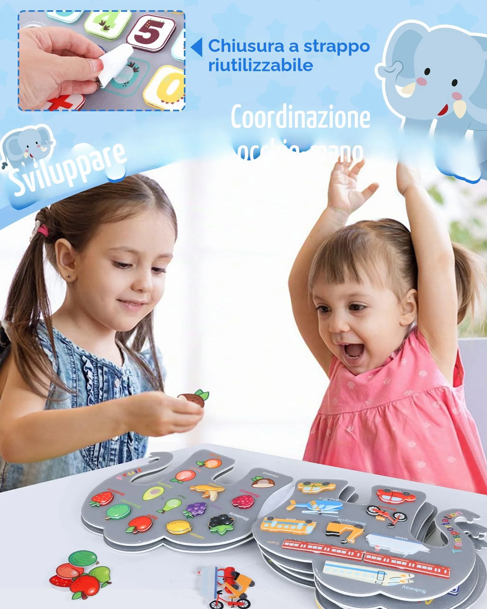 Heypappy Busy Board 12 in 1 Montessori Feltro Libro Sensoriale Educativo Giocattolo Abilità Motorie con Zaino Regalo