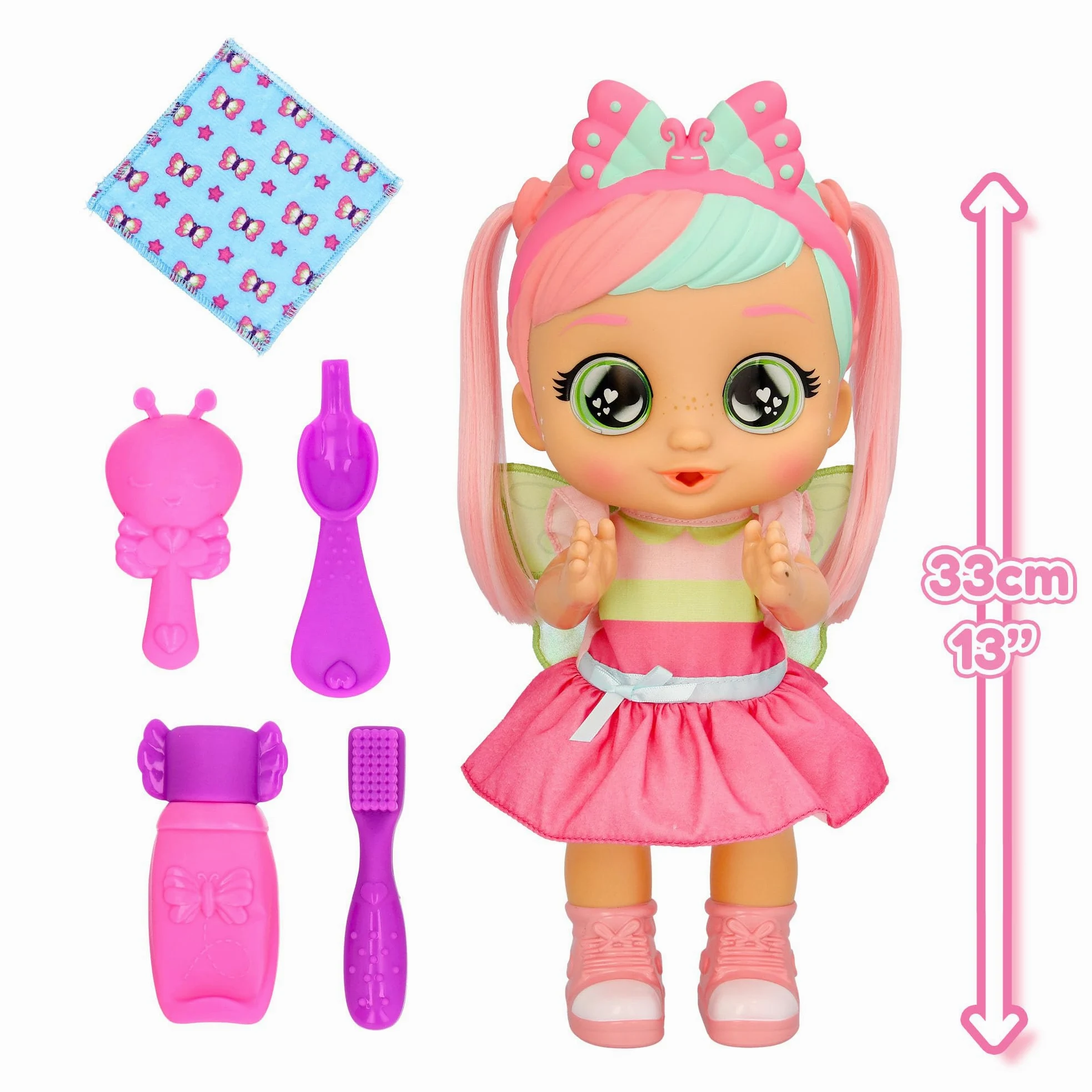 CRY BABIES Bella Morning Routine, Bambola, Fa 3 Routine Interattive, Applaude e Balla e i suoi Occhi si Illuminano, Include 6 Accessori, Giocattolo Regalo per Bambini dai 3 Anni in su