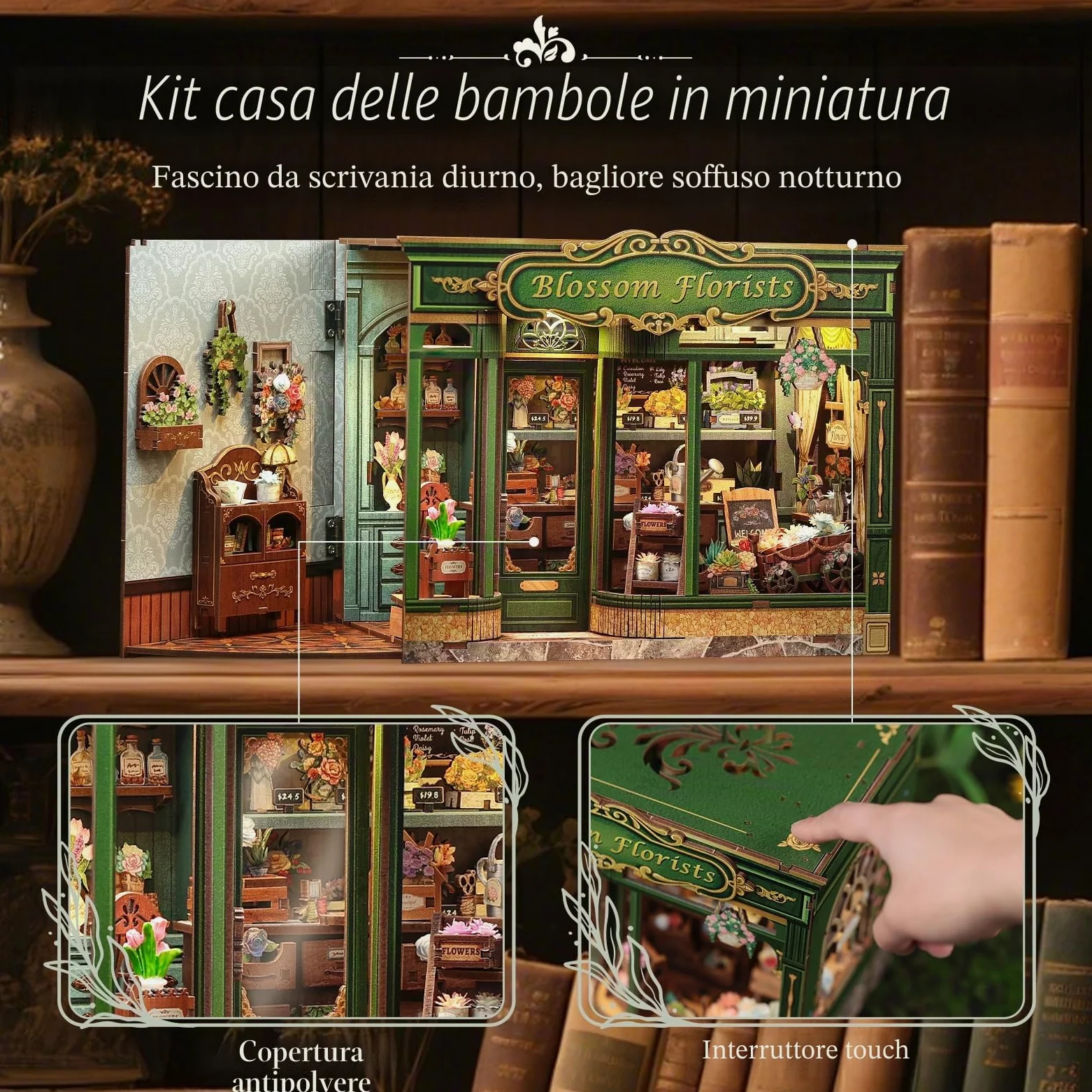 CUTEBEE Book Nook Kit & Casetta Fai da Te: Puzzle 3D Adolescenti/Adulti, Decorazione Libreria/Stanza | Regalo Compleanni/Vacanze (Blossom Florists)