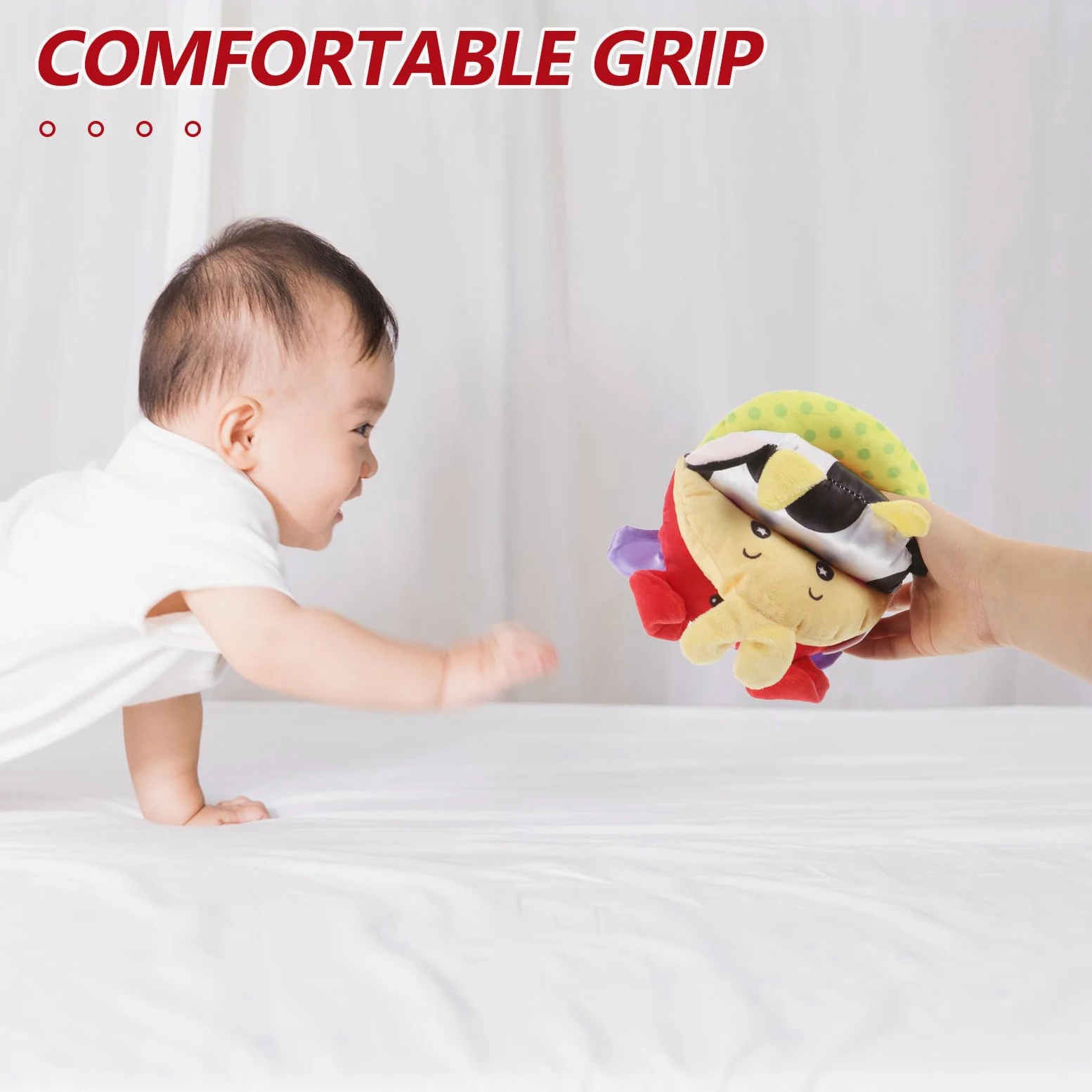 Toyvian Palla sensoriale per neonati - Palla colorata da afferrare in peluche - Giocattolo sensoriale morbido e strutturato per bambini, attività di gioco per bambini piccoli, bomboniera per feste -