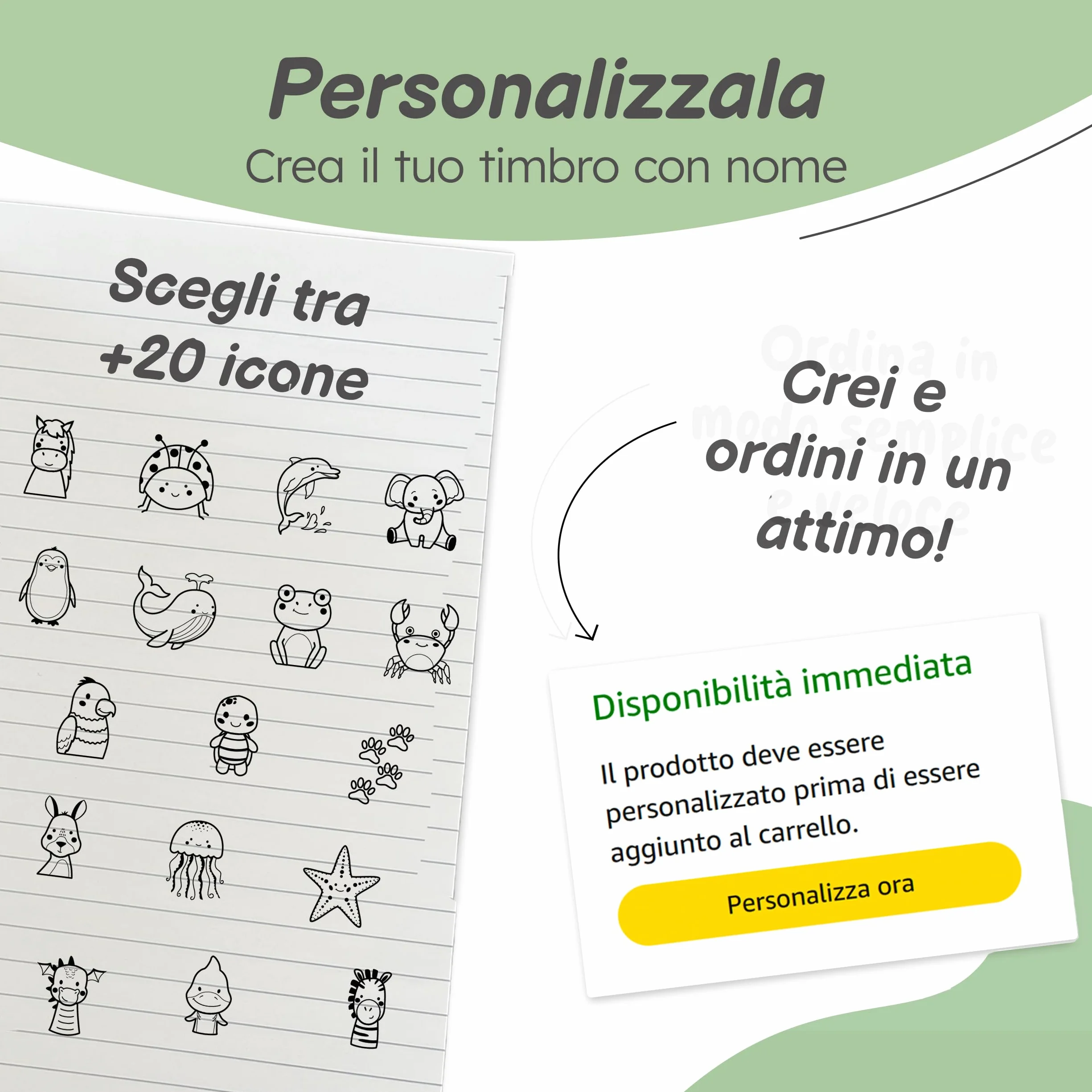 Timbro Personalizzato Per Bambini, Lavabile in Lavatrice per Abbigliamento e Oggetti