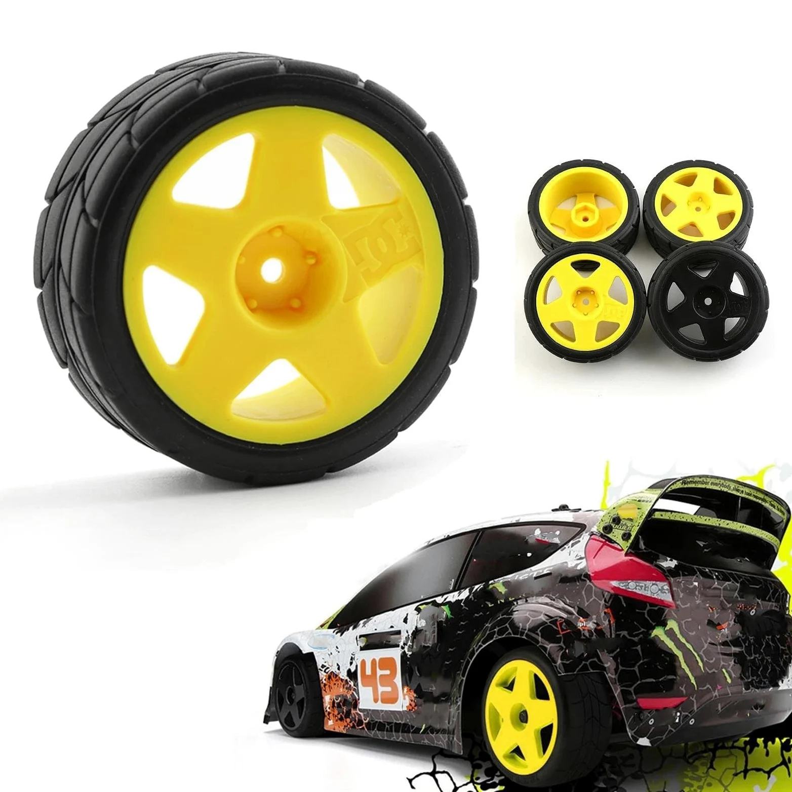 RC Car Pneumatico Ruota Compatibile Con Chevrolet Per C3 Per Tamiya Per TT01 TT02 XV01 TA06 PTG-2 RC Per Pneumatici Per Auto Per Corsa Su Ruote In Plastica Per Pneumatici Da Per Strada Per 1/10(Color2