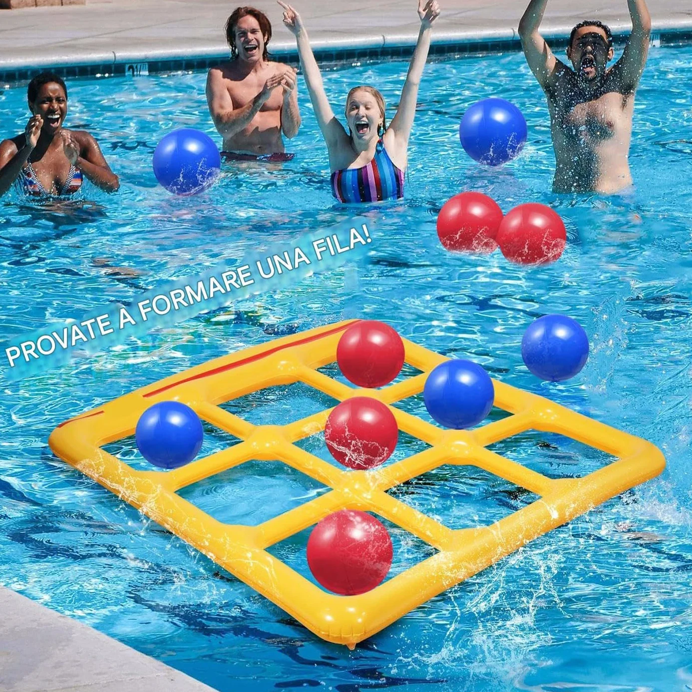 Generico Giochi per Piscina | Accessori Piscina - Galleggiante Gonfiabile con 10 Palle Attrezzatura Sportiva per attività all Aperto Familiari Lago Giardino Viaggio Spiaggia