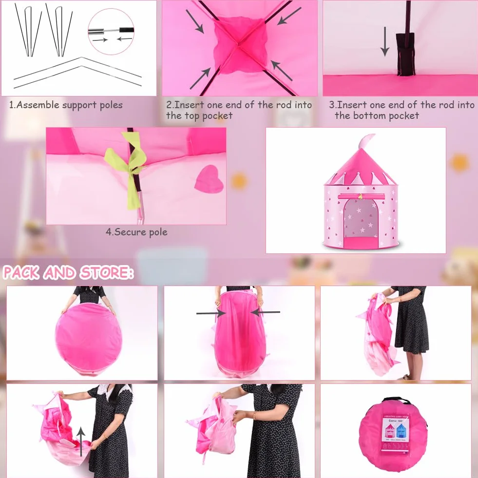 HOTUT Tenda da Gioco Tipi per Bambini con Stelle Luminose - Tenda Pop-Up Portatile, Casetta per Interno e Esterno
