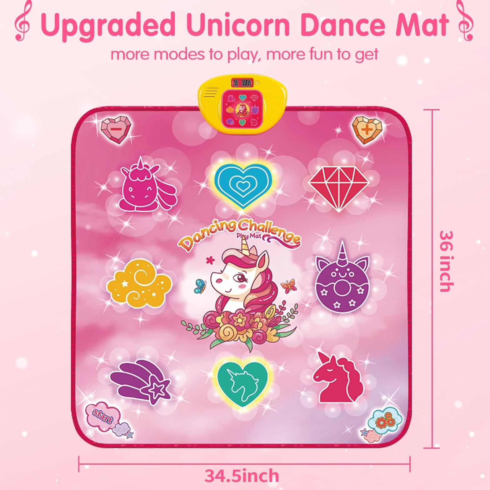 Tappetino da ballo per bambini musicale con 6 modalità di gioco e 9 luci a LED unicorno