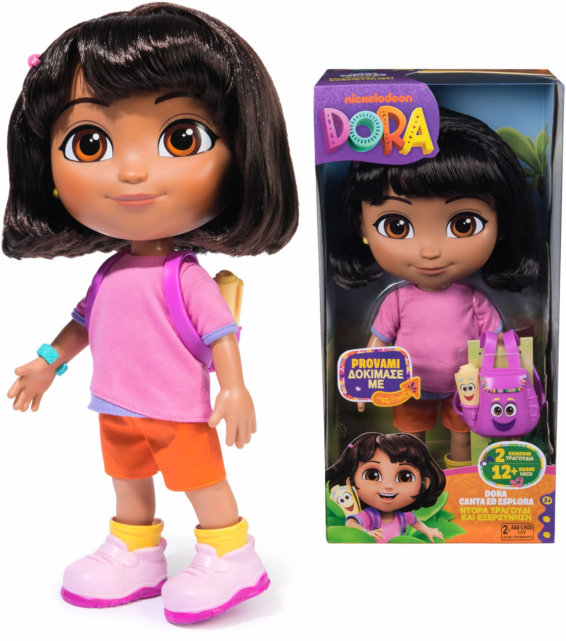 Dora l'Esploratrice, Bambola Canta ed Esplora con Musica, Effetti Sonori, Frasi Bilingue, Abiti e Accessori per Bambole, Giocattoli per Bambine e Bambini, 3+ Anni