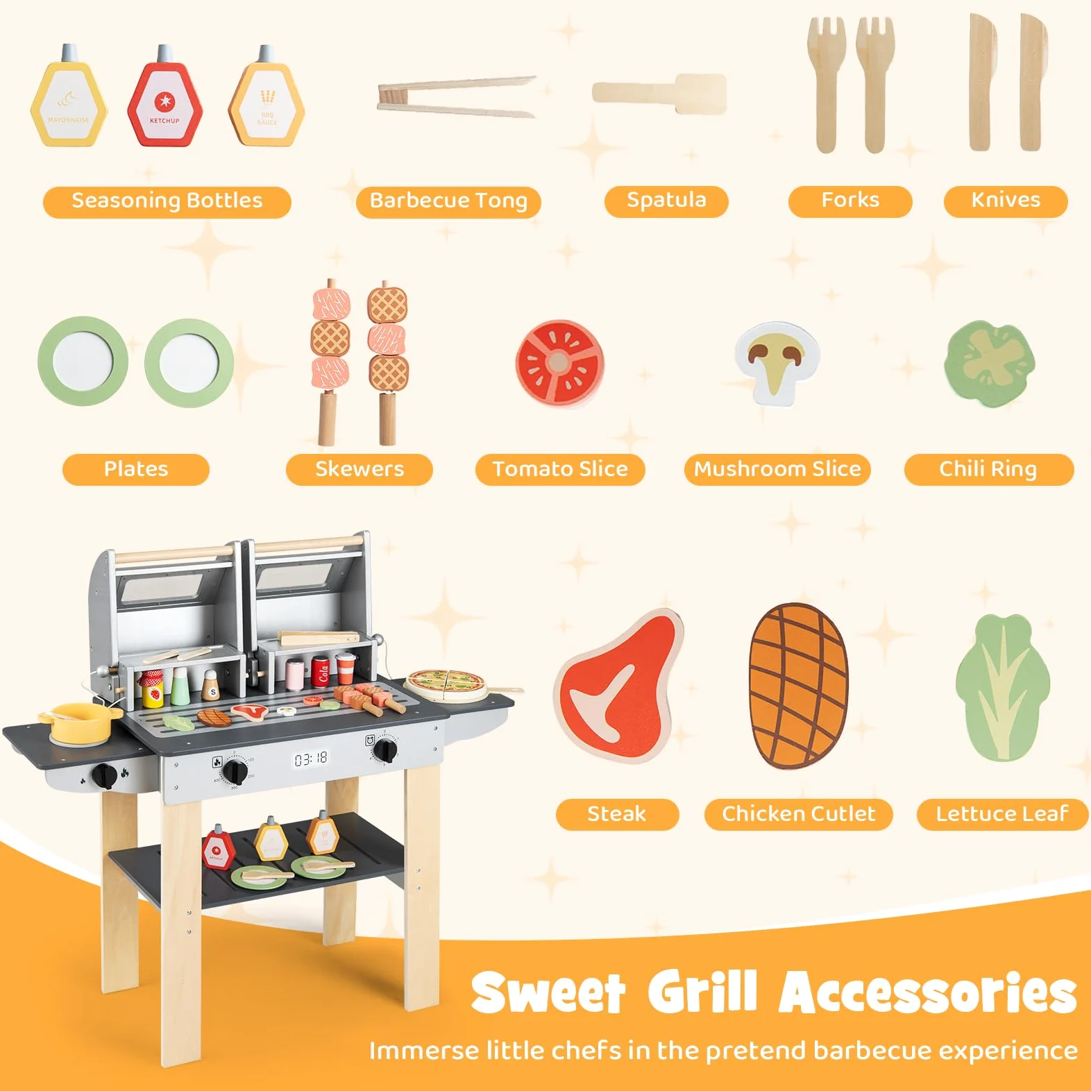 FANTASK Set da cucina per bambini a partire dai 3 anni in su