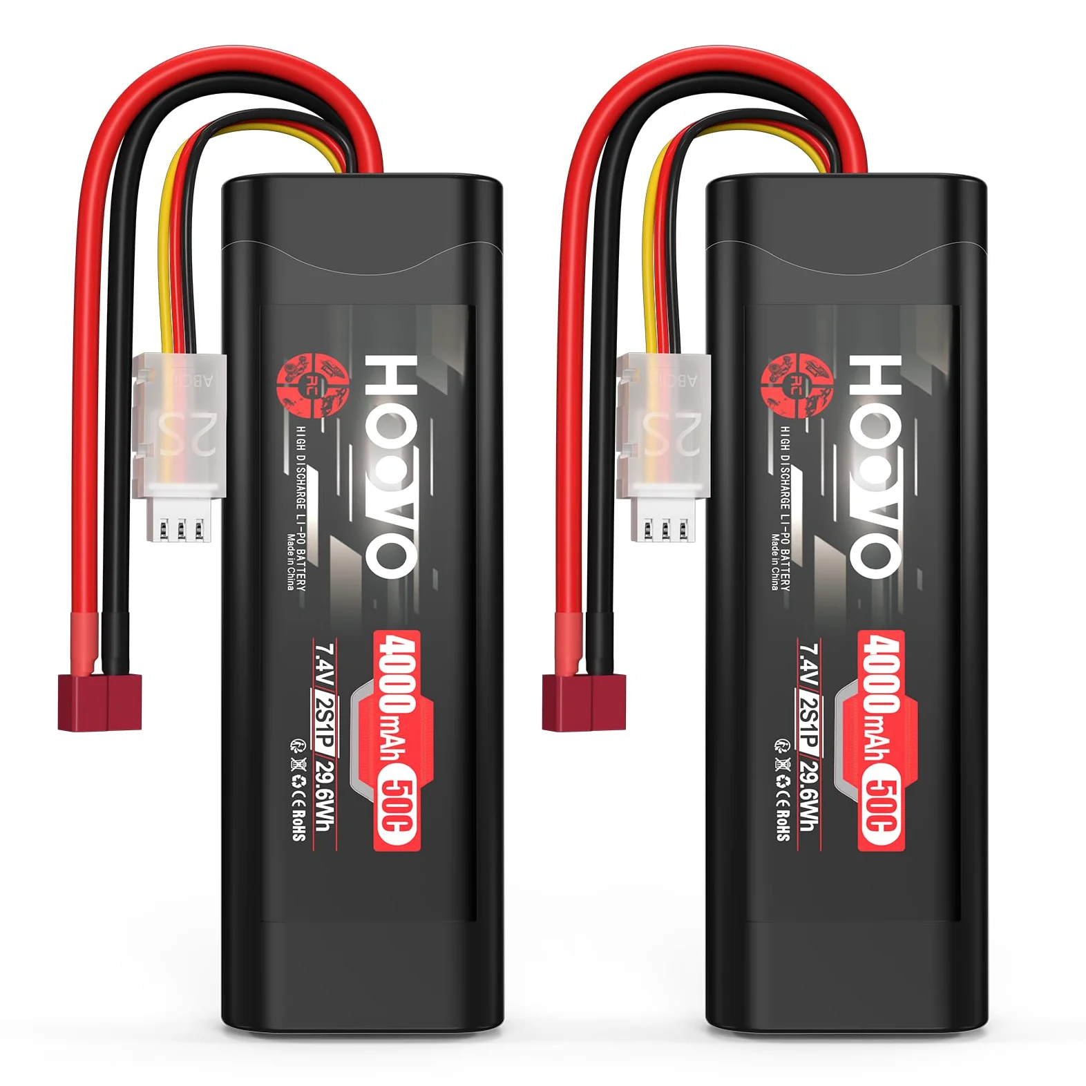 Batteria 2S RC 7,4 V 50 C 4000 mAh LiPo con spina Dean Style T Batterie HOOVO per RC Car Truck Boot Hobby Quadcopter Truggy Racing Driving (2 pezzi)
