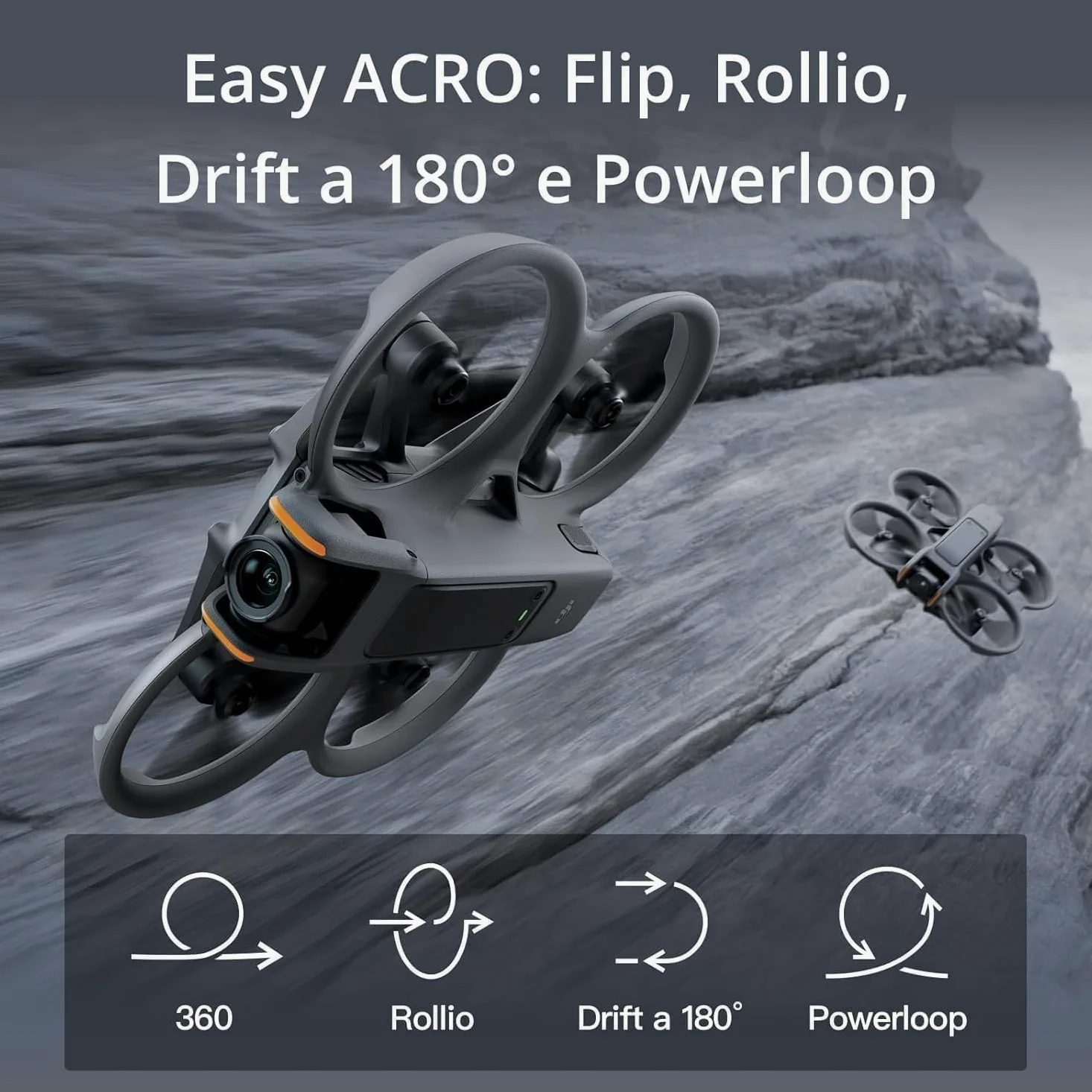 DJI Avata 2 Fly More Combo (1 batteria), Drone FPV con fotocamera 4K, Paraeliche integrati, 360 semplificati con una sola pressione, Goggles 3 e RC Motion 3 inclusi