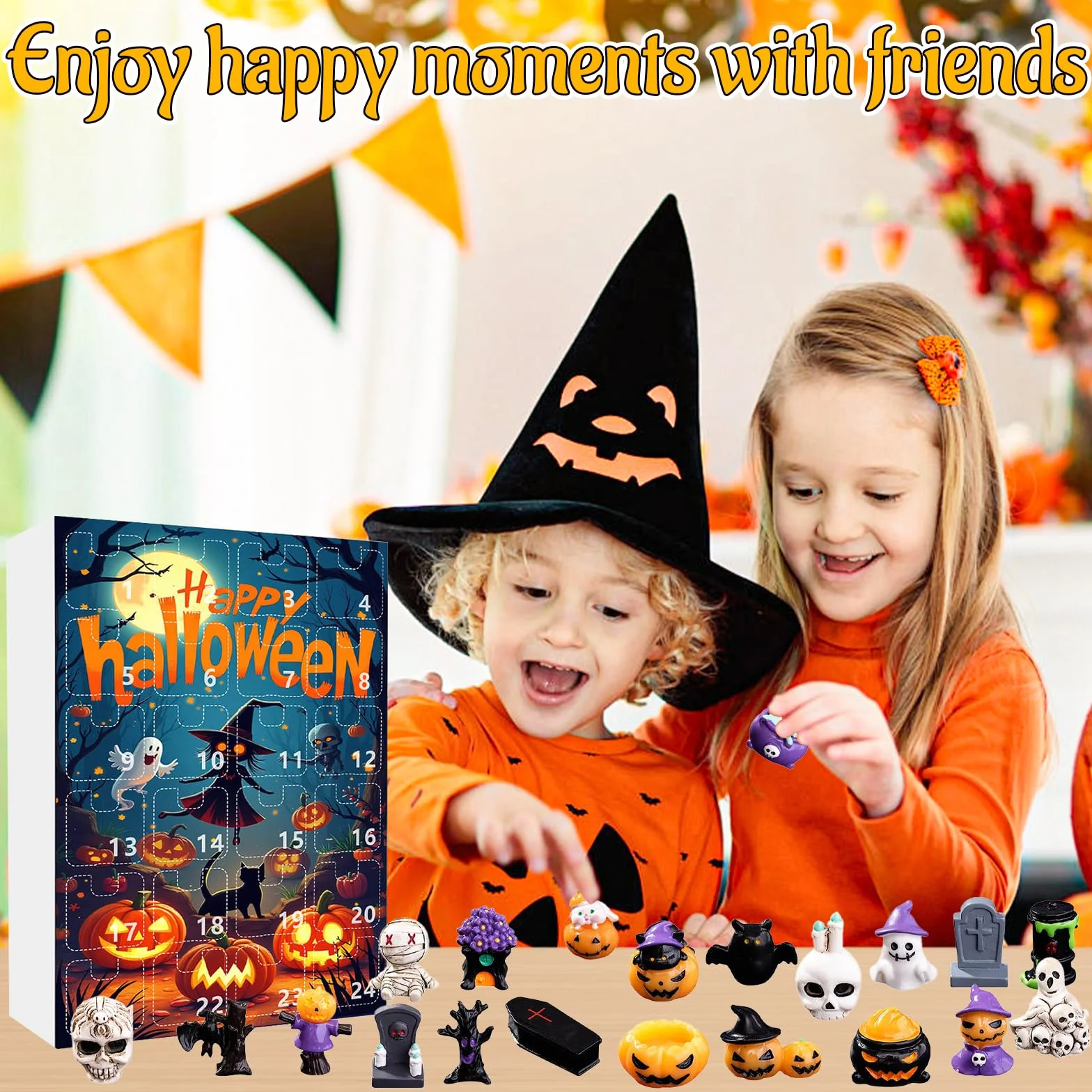 Calendario dell'Avvento di Halloween 2025, 24 giorni di Halloween, conto alla rovescia, con 24 pezzi di zucca horror, fantasma, teschio, mini figure decorazioni per bambini e adulti (orrore)