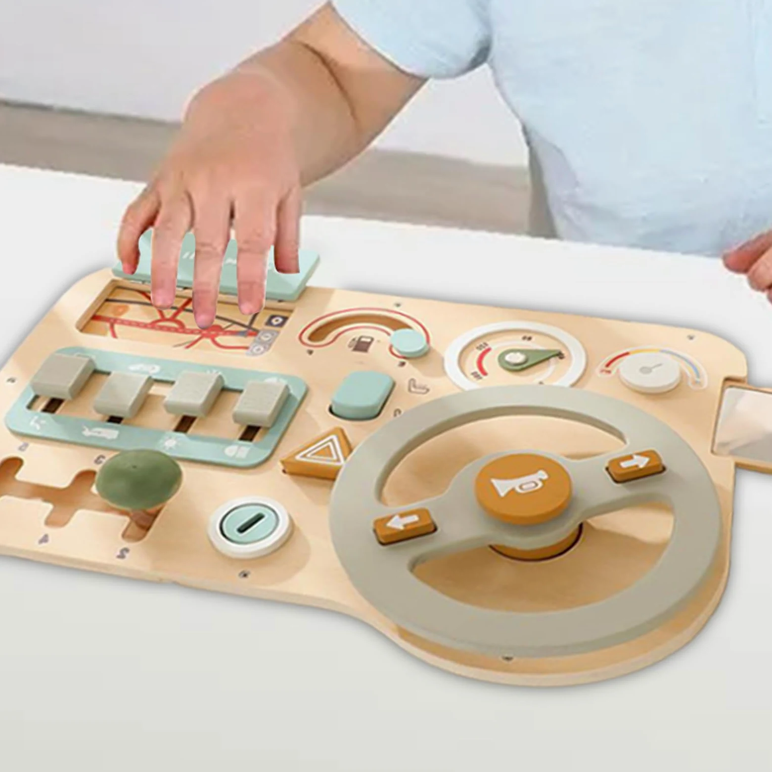Generico Volante per Bambini Giocattoli Educativi di Guida in Legno | Antistress Giochi Sensoriali per Bambini Casa Aula Scuola Materna Feste Viaggi Compleanno