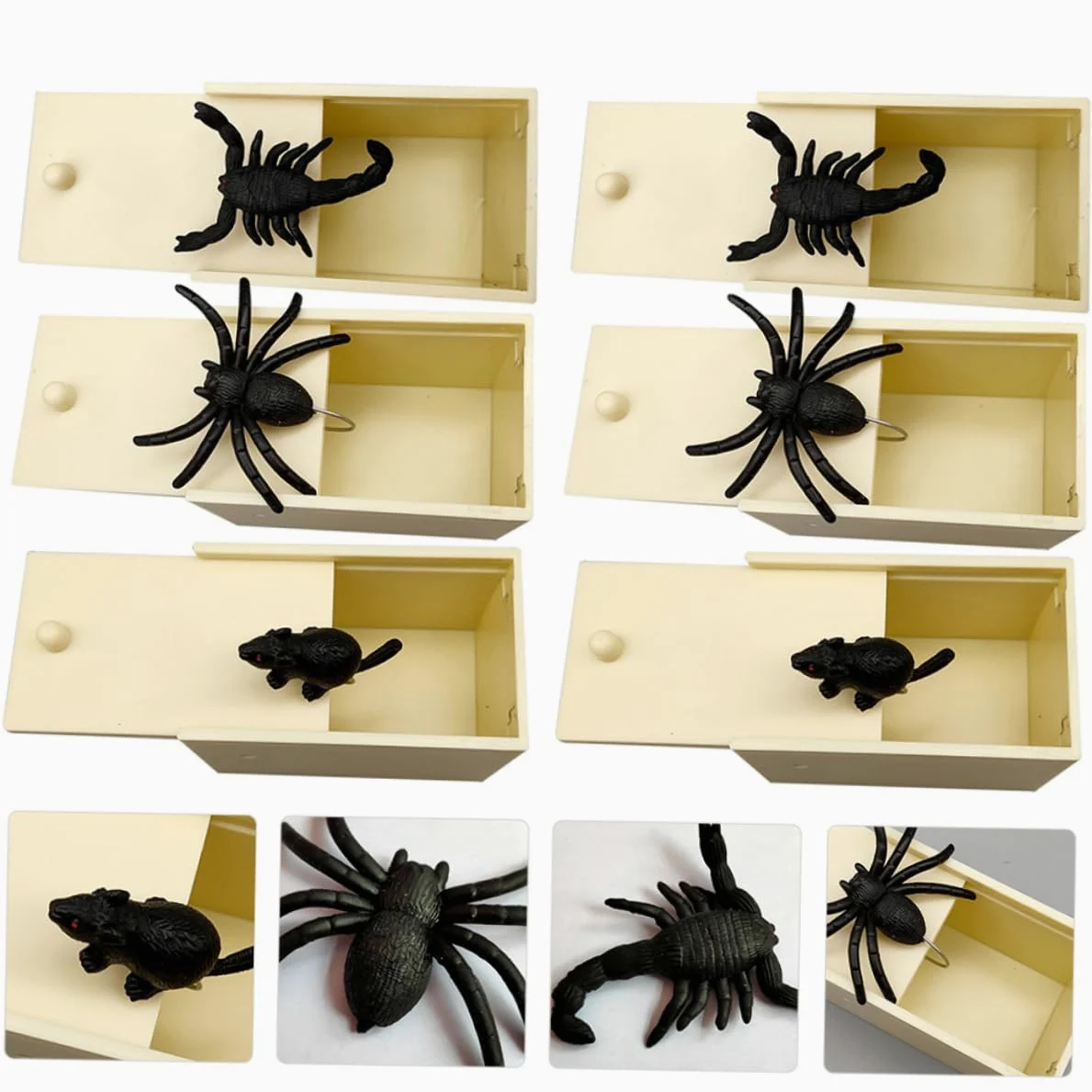 WOONEKY Spaventi per Feste di Halloween: 1 Set di 6 Giocattoli Scherzosi A Forma di Ragno Simulato per Decorazioni Spaventose