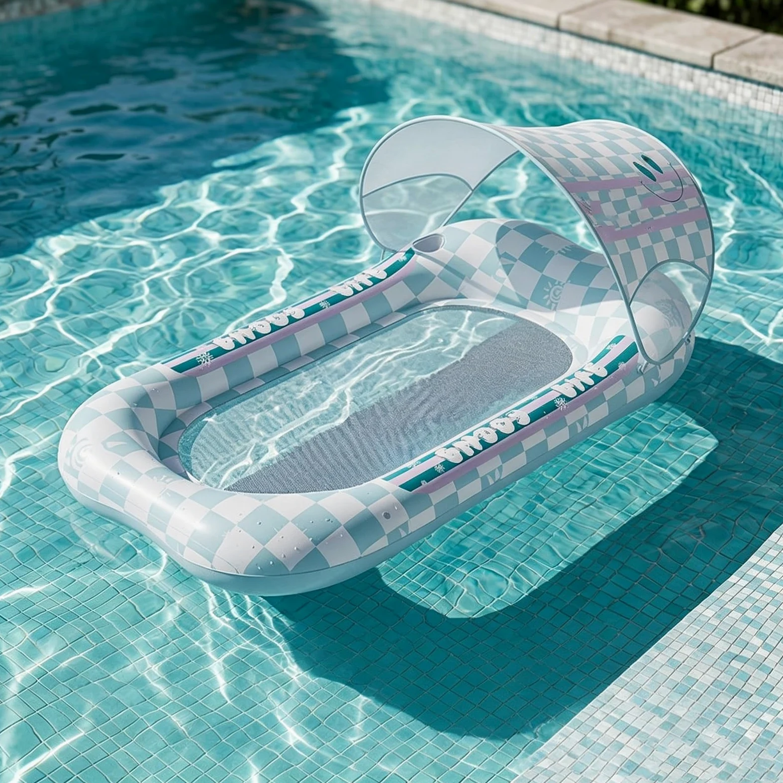 Amaca Gonfiabile, Sdraio Galleggiante con Porta Bicchieri, Zattera Gonfiabile Portatile per Piscina, Spiaggia, Lago e Attività Acquatiche All'aperto