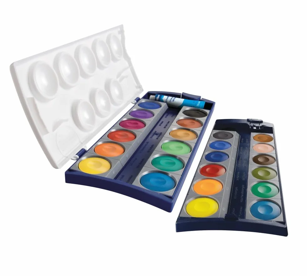 Pelikan Acquerelli, 24 Colori e 1 Tubetto di Bianco, Tavolozza Integrata, Set Colori Acquarello Per Dipingere, Set Portatile, Prodotto in Germania