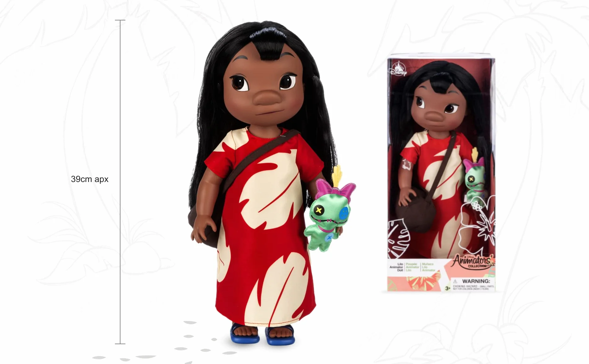 Disney Store Collezione Ufficiale Animator Bambola Lilo, Lilo e Stitch, 39 cm, Figura Giocattolo isolana in Abito Classico, Bambola principesca da Collezione, per Bimbi dai 3 Anni in su