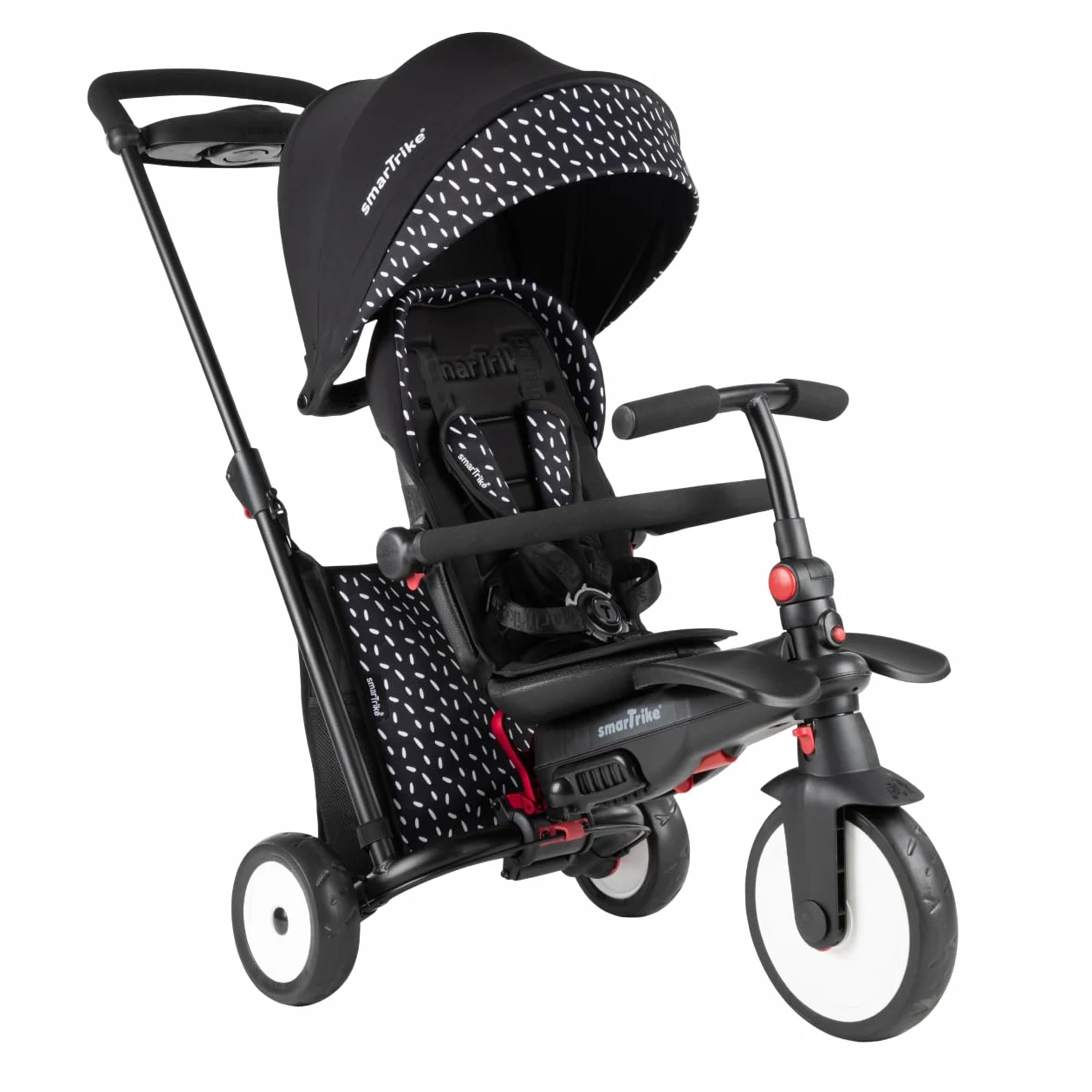 smarTrike STR5 - Trike pieghevole per bambini, con certificazione per passeggino da 1 a 3 anni, 7 in 1, multi-stadio (nero e bianco)