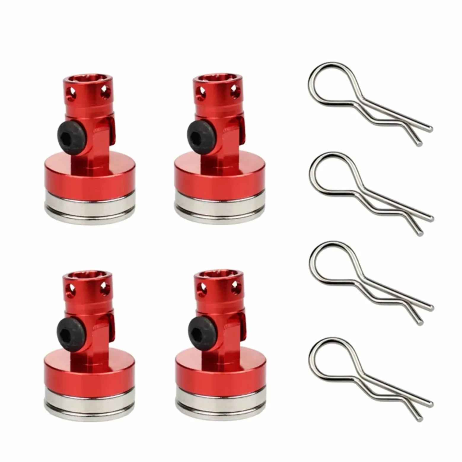 Ricambi Modellini RC Per Axial Per SCX10 Per Traxxas Per TRX4 Per HSP Per Sakura Per Redcat Drift 1/10 4 Pezzi Montanti Carrozzeria RC Parti Montaggio Fisse Invisibili Magnetiche(Red)