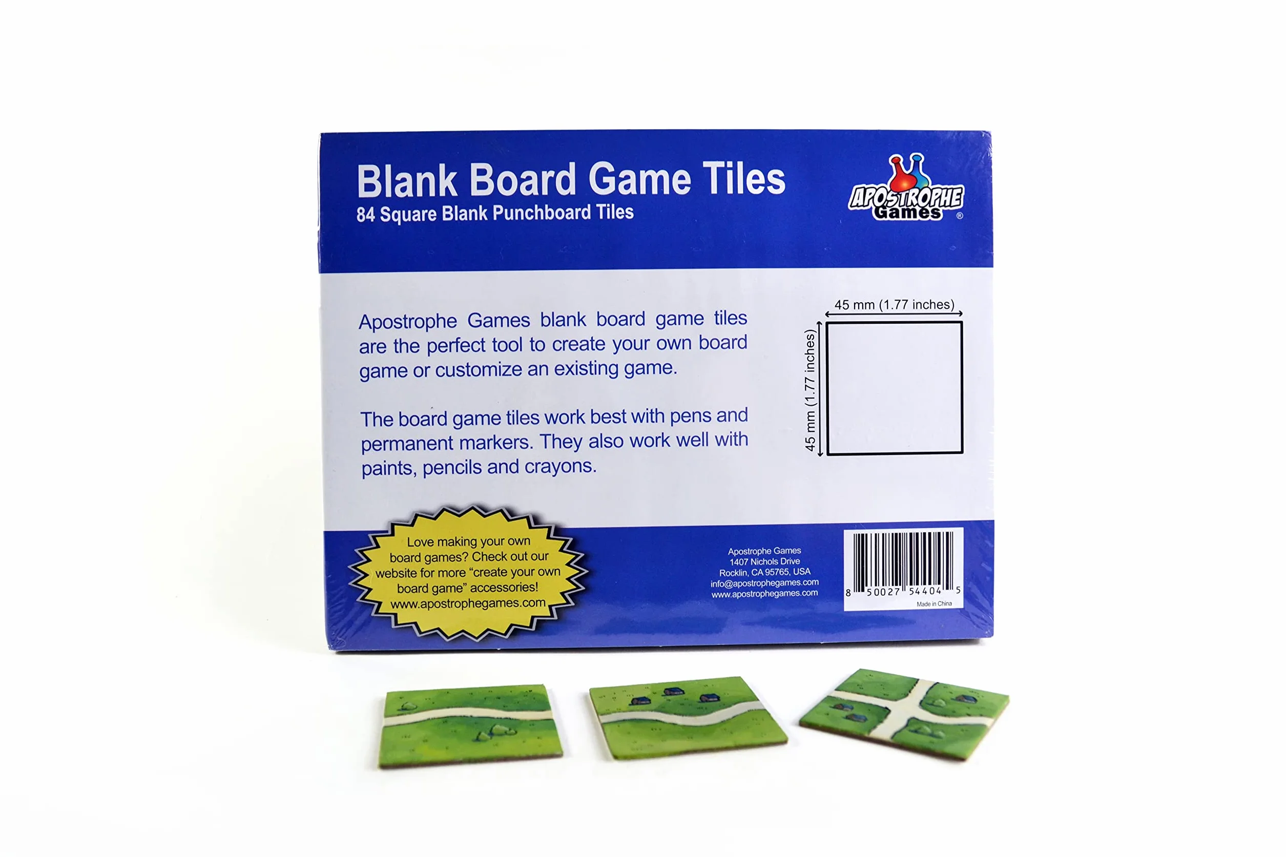 Apostrophe Games 84 Piastrelle quadrate vuote (stesse dimensioni di Carcassonne gioco da tavolo piastrelle chit) ~4,5 cm x 4,5 cm