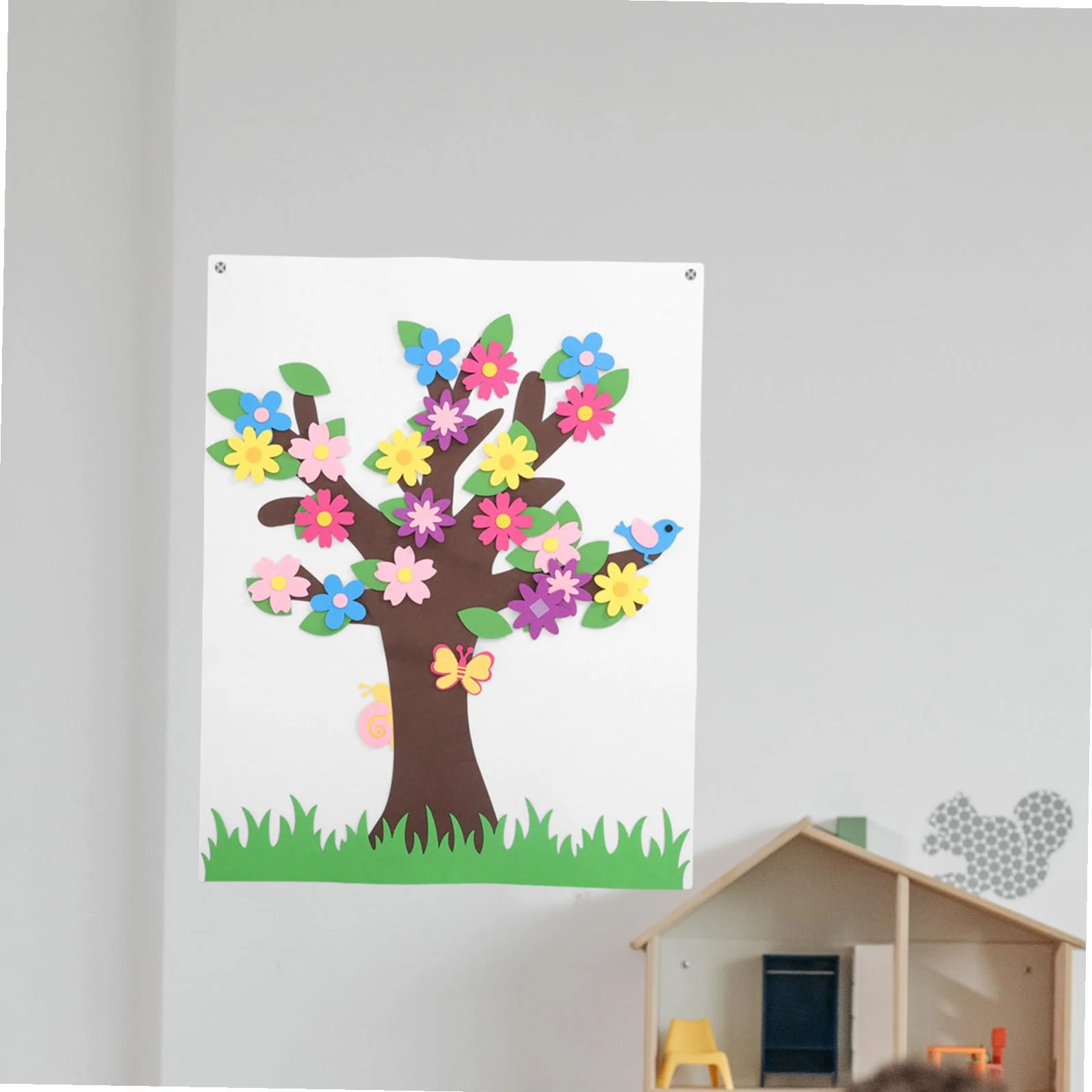 Hemobllo Set Pannolenci per Bambini Albero e Fiore, Lavagna DIY per attività Educative Senza Schermo, Decorazione Murale per Scuola Materna e Cameretta