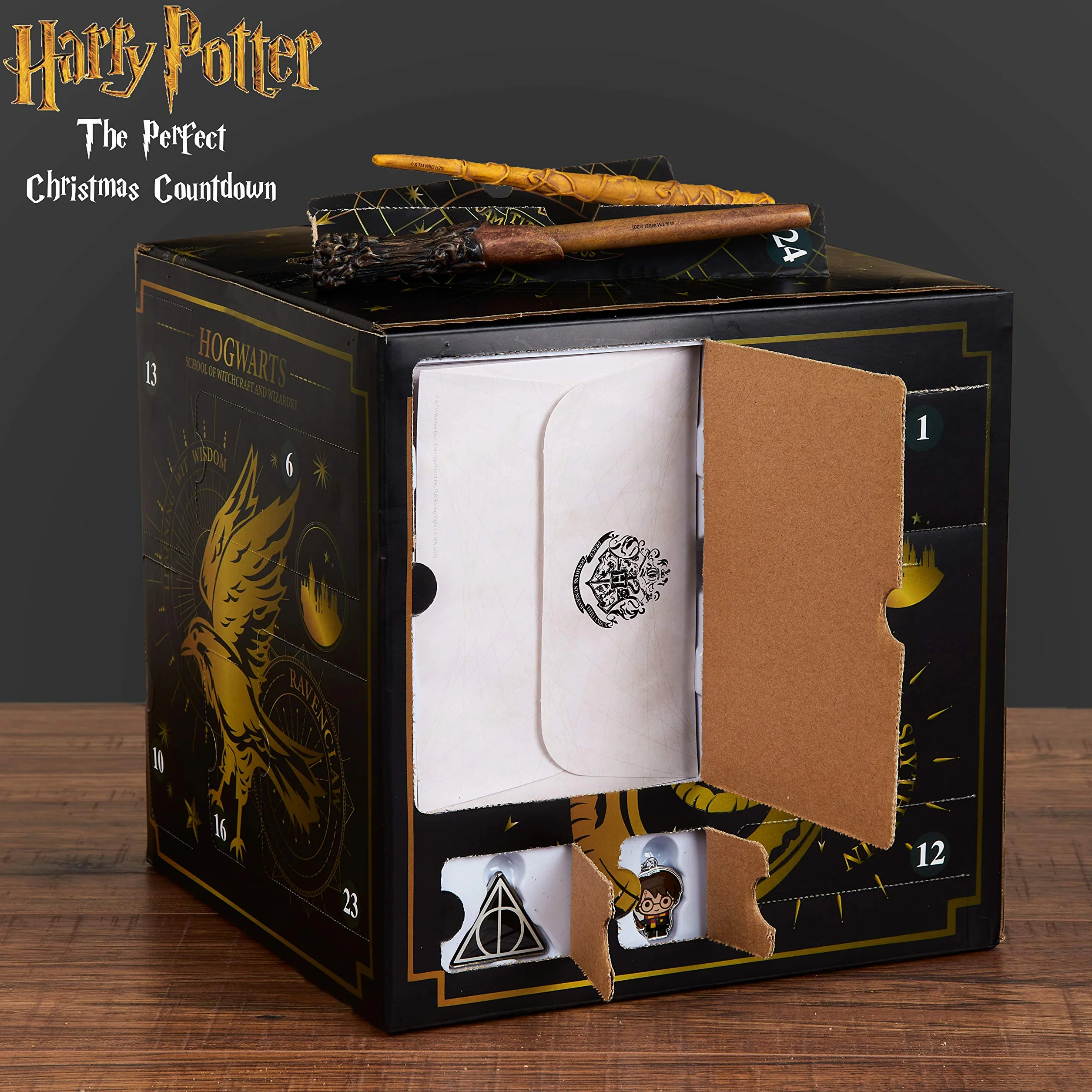 Harry Potter Calendario Avvento 2025, Hogwarts Cancelleria Accessori Capelli, Countdown Natale Calendari Avvento, Penne Calzini Gioielli Ciondoli (Cubo Nero)