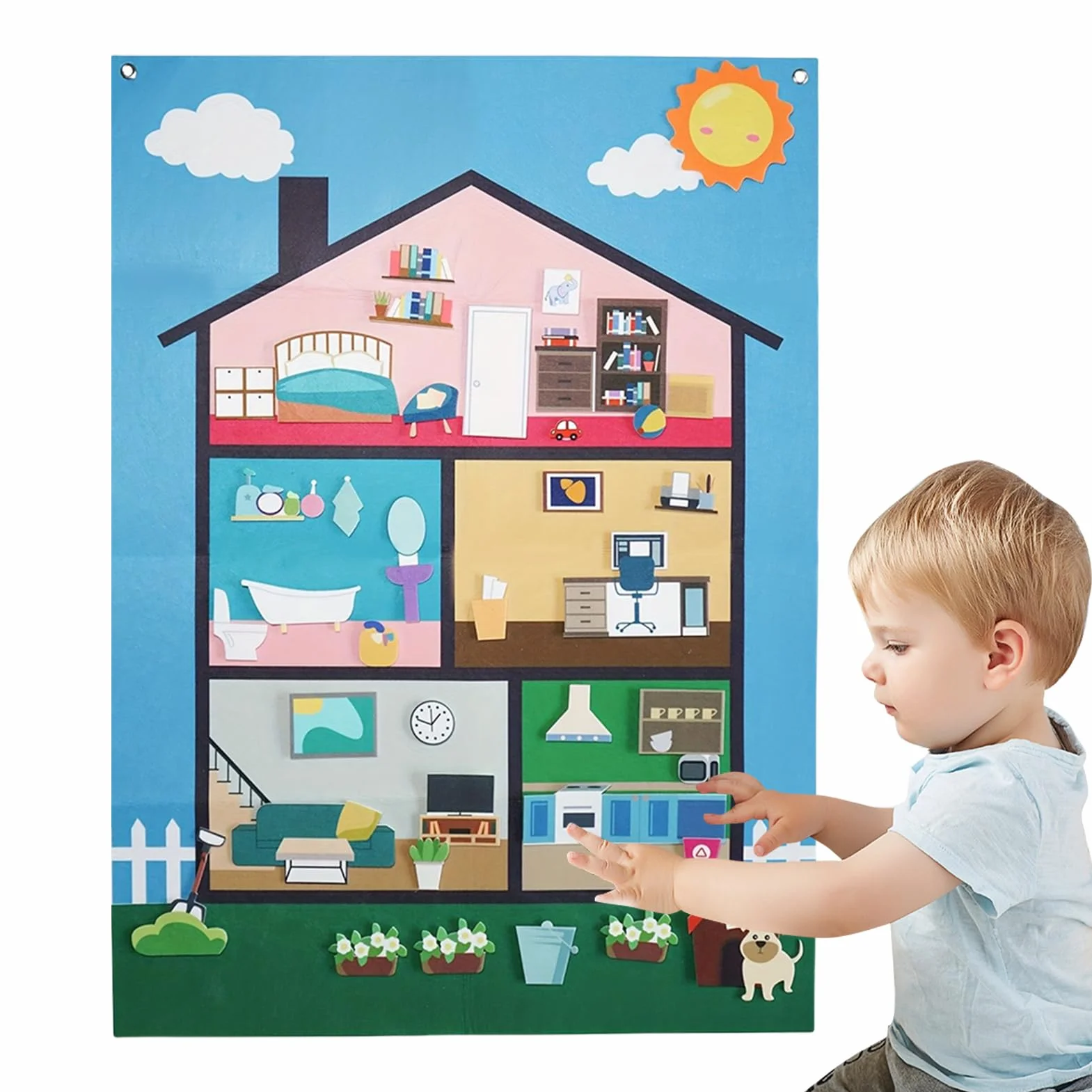 Pannello in Feltro per Bambini Gioco Sensoriale | Pannello attività Morbido da Parete | Gioco Sensoriale Educativo per Ragazzi Ragazze in età Prescolare Sviluppo Abilità Casa Viaggio Libero