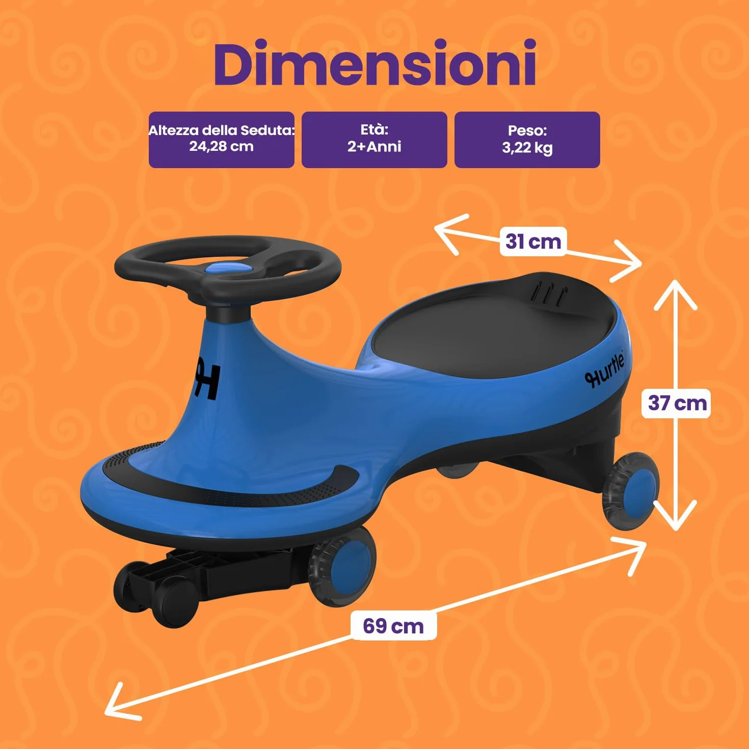 Hurtle Macchina per Bambini Cavalcabile a Movimento Oscillante, senza Pedali, Blu
