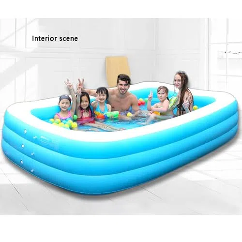 Generico Piscina Gonfiabile per Famiglie 305x175x60cm, Centro di Nuoto Rettangolare addesciso per Il Giardino del Cortile, Materiale Durevole Sicuro del PVC per Gli Adulti dei Bambini