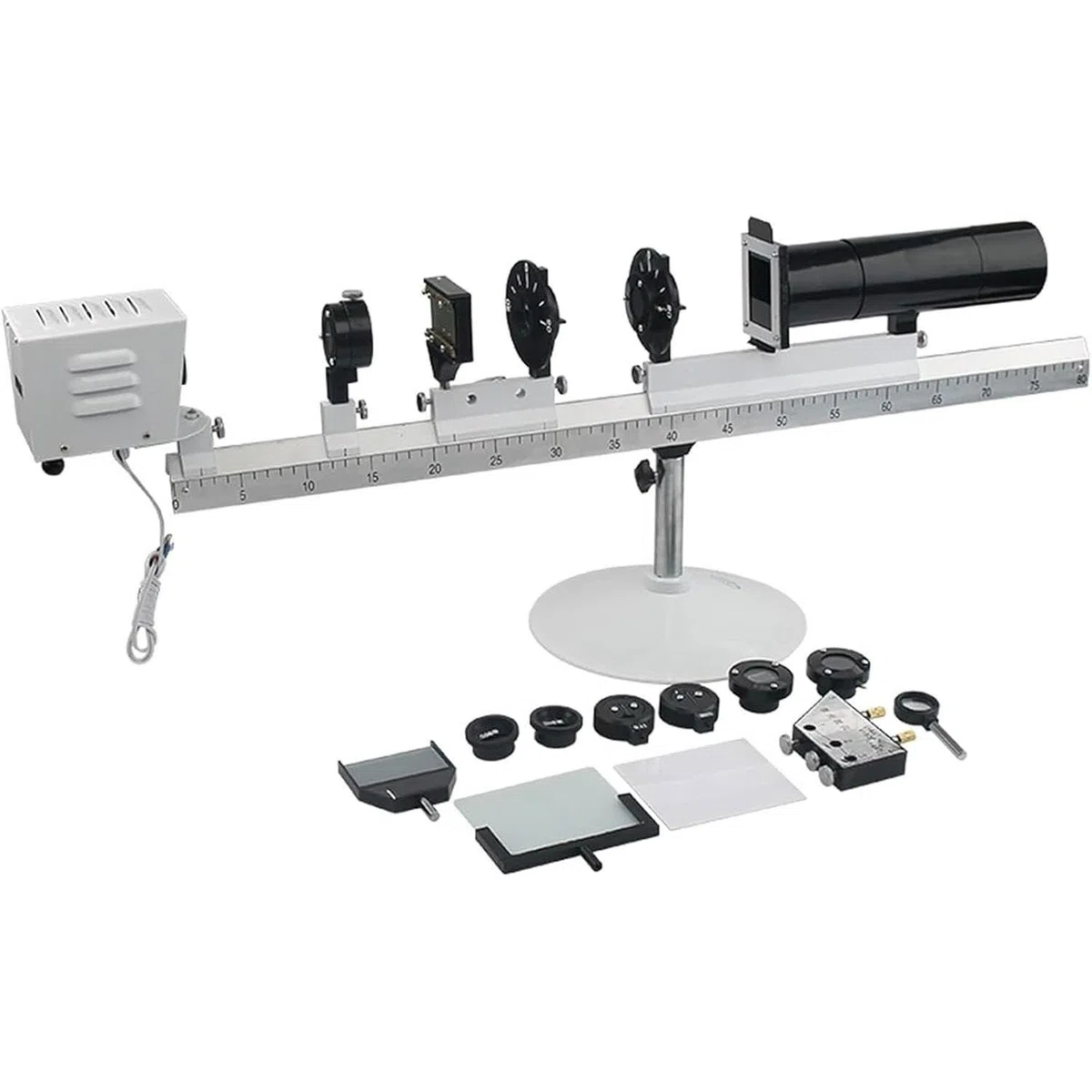 Kit for esperimenti su Guida Ottica calibrato a Doppia fenditura, interferenza della Luce, diffrazione, polarizzazione, Fisica, 80 cm, Anello di Newton Young
