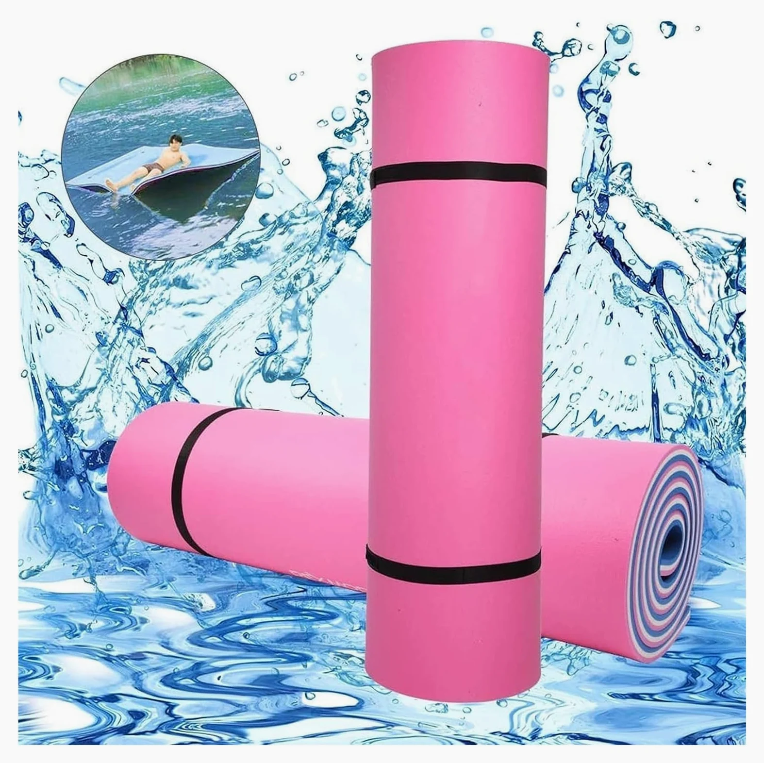 Tappetino Galleggiante per Acqua, Materassino Galleggiante in Schiuma for Adulti attività acquatiche Piscina, Lago, Mare for Un Divertimento illimitato(Pink,2.7mx1.3mx3.3cm)