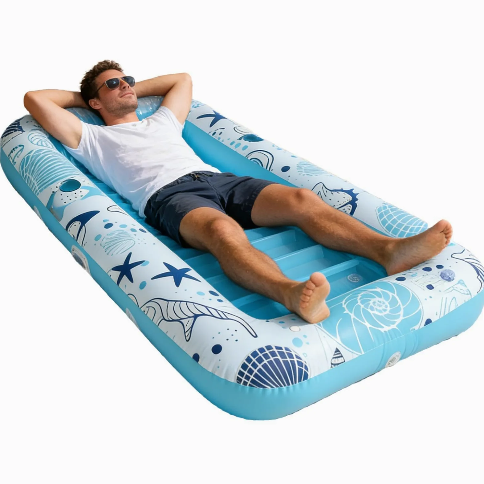 Lettino Gonfiabile Da Piscina Lettino Abbronzante Con Portabicchiere | Prendisole Lounge per Adulti Coppie Famiglie Spiaggia Lago Resort e Abbronzatura Estiva