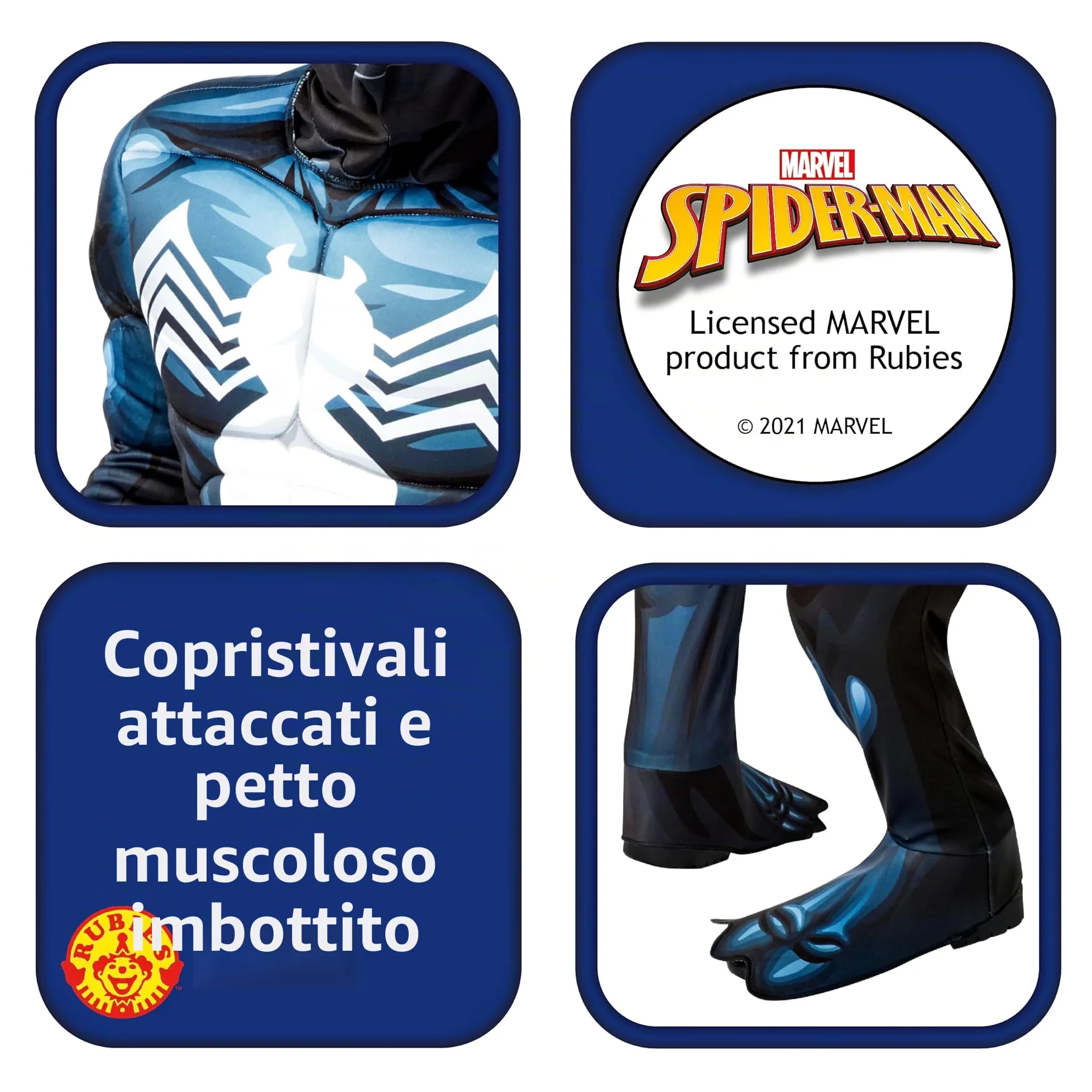 Rubies Costume ufficiale Disney Marvel da Spider-Man Venom Deluxe per ragazzi, costume da supereroe per Halloween