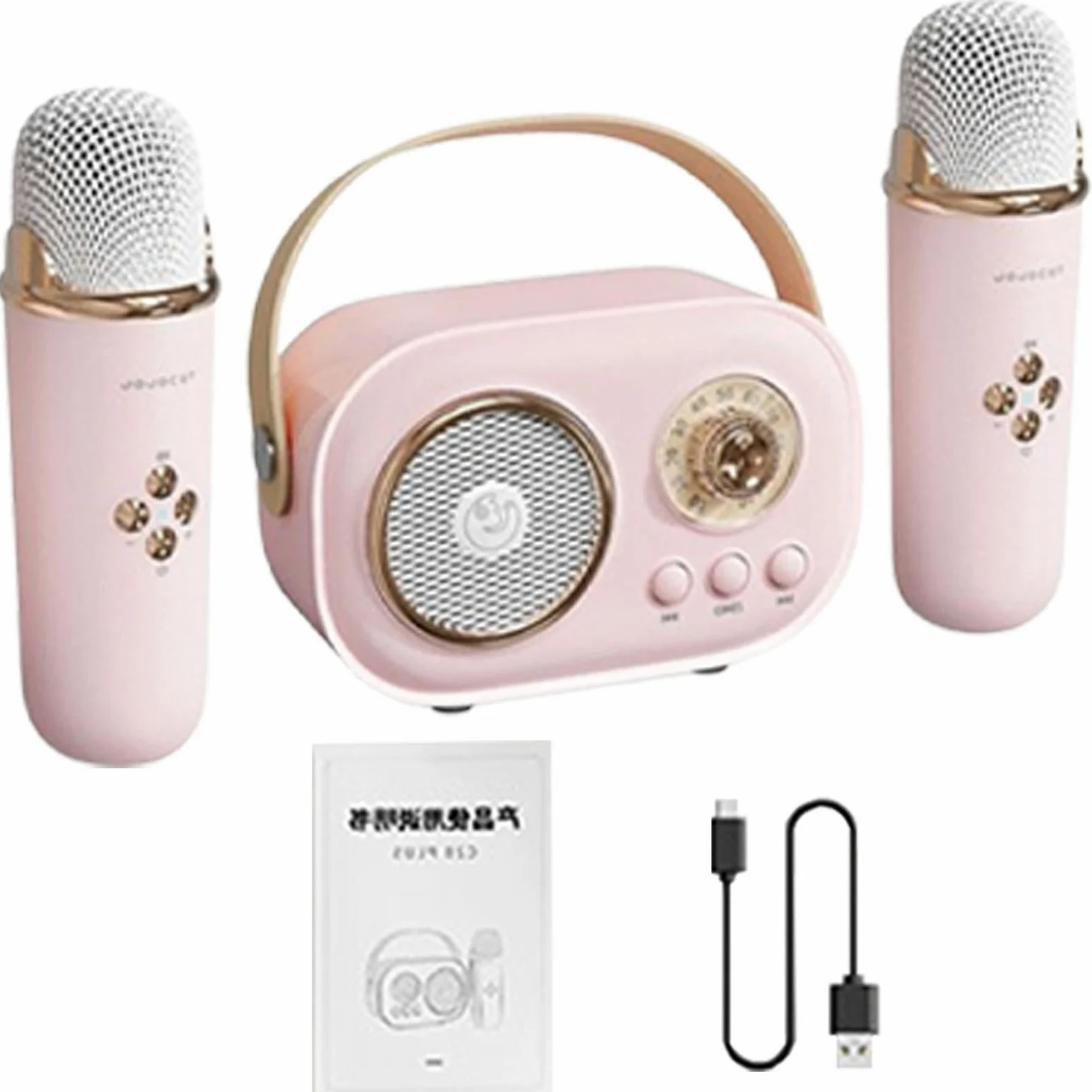 Altoparlante per karaoke, altoparlante portatile per karaoke | kit di altoparlanti wireless per karaoke, microfono per karaoke wireless con cavo di ricarica, karaoke con due microf