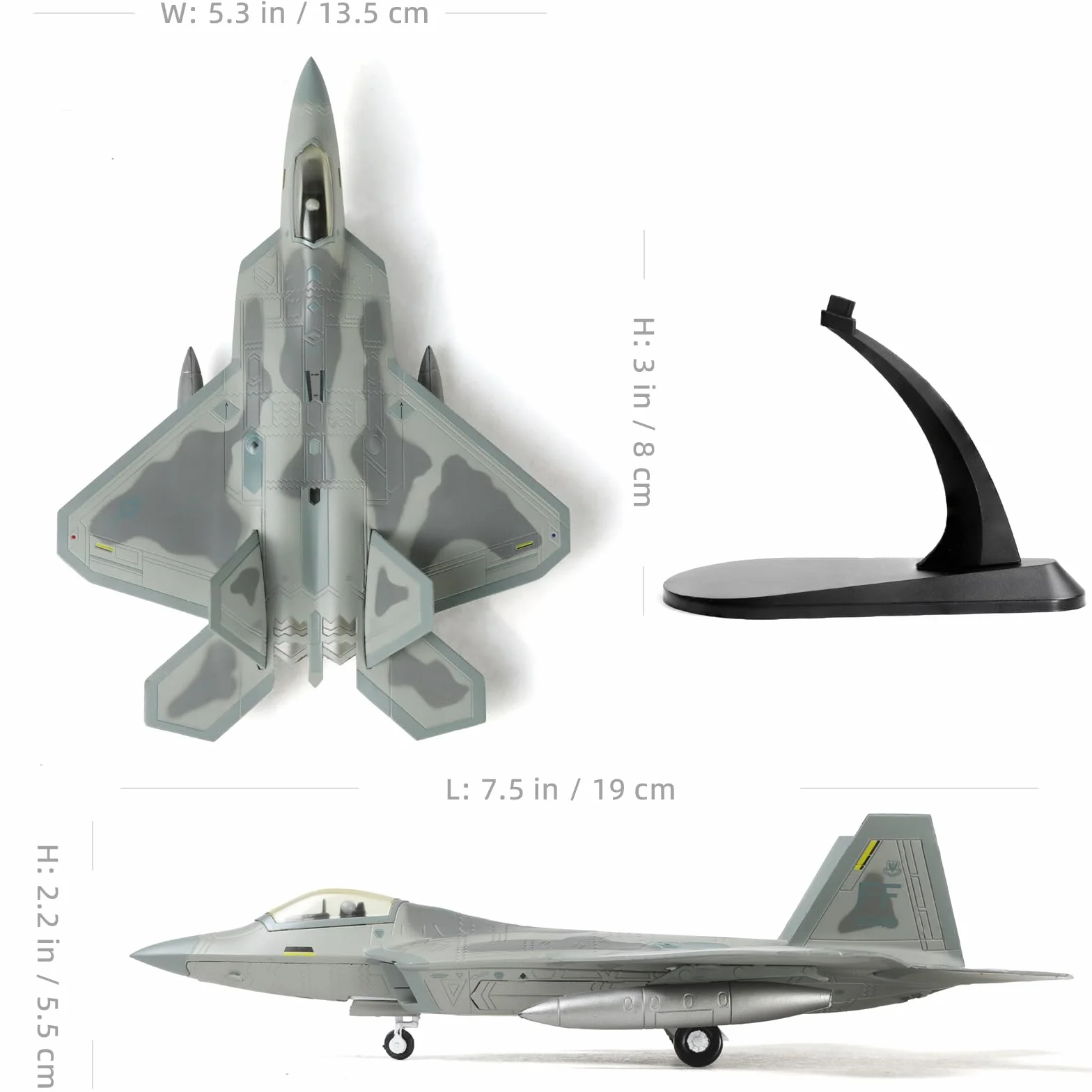 NUOTIE F22 Raptor 1:100 Modellino in metallo pressofuso Aereo da combattimento stealth con supporto