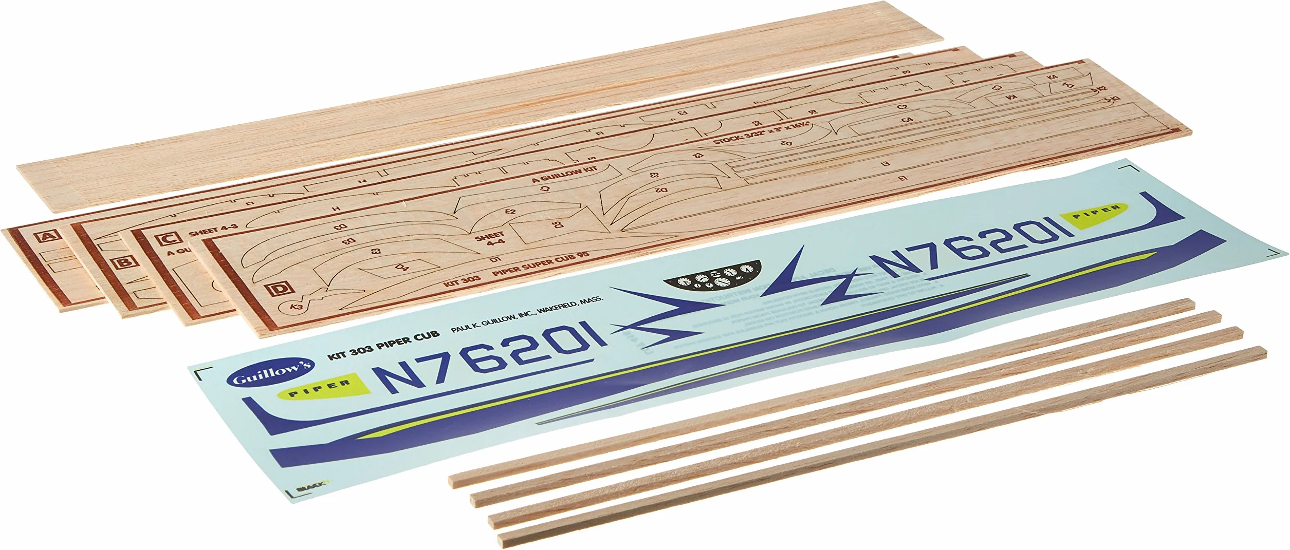 Guillow's Piper Super Cub 95 - Kit per baldacchino, kit da costruzione, Piper Cub 95, tutte le stagioni, adulti, unisex, legno, naturale, 1:18, medio, realistico, pieghevole: no