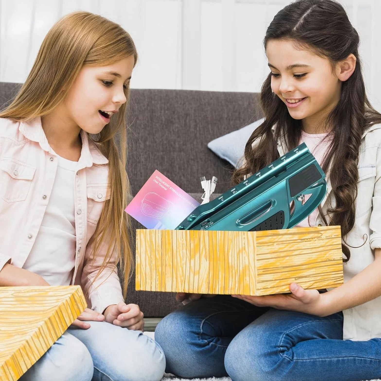 Chitarra Giocattolo Chitarra Elettrica Senza Corde | Strumento Musicale Elettrico Piegevole per Educazione Musicale Bambini Viaggio Casa Scuola Attività