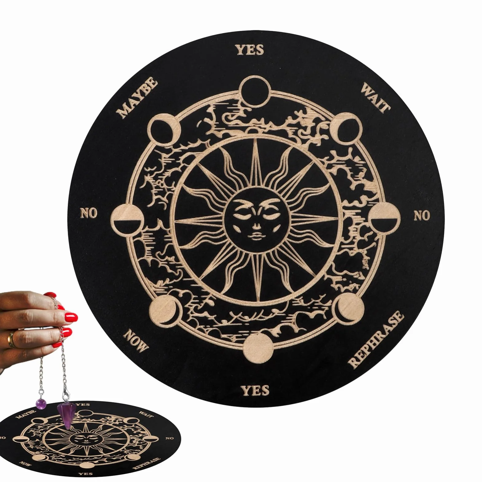 Tavola di divinazione in legno con lettere, elemento decorativo spirituale