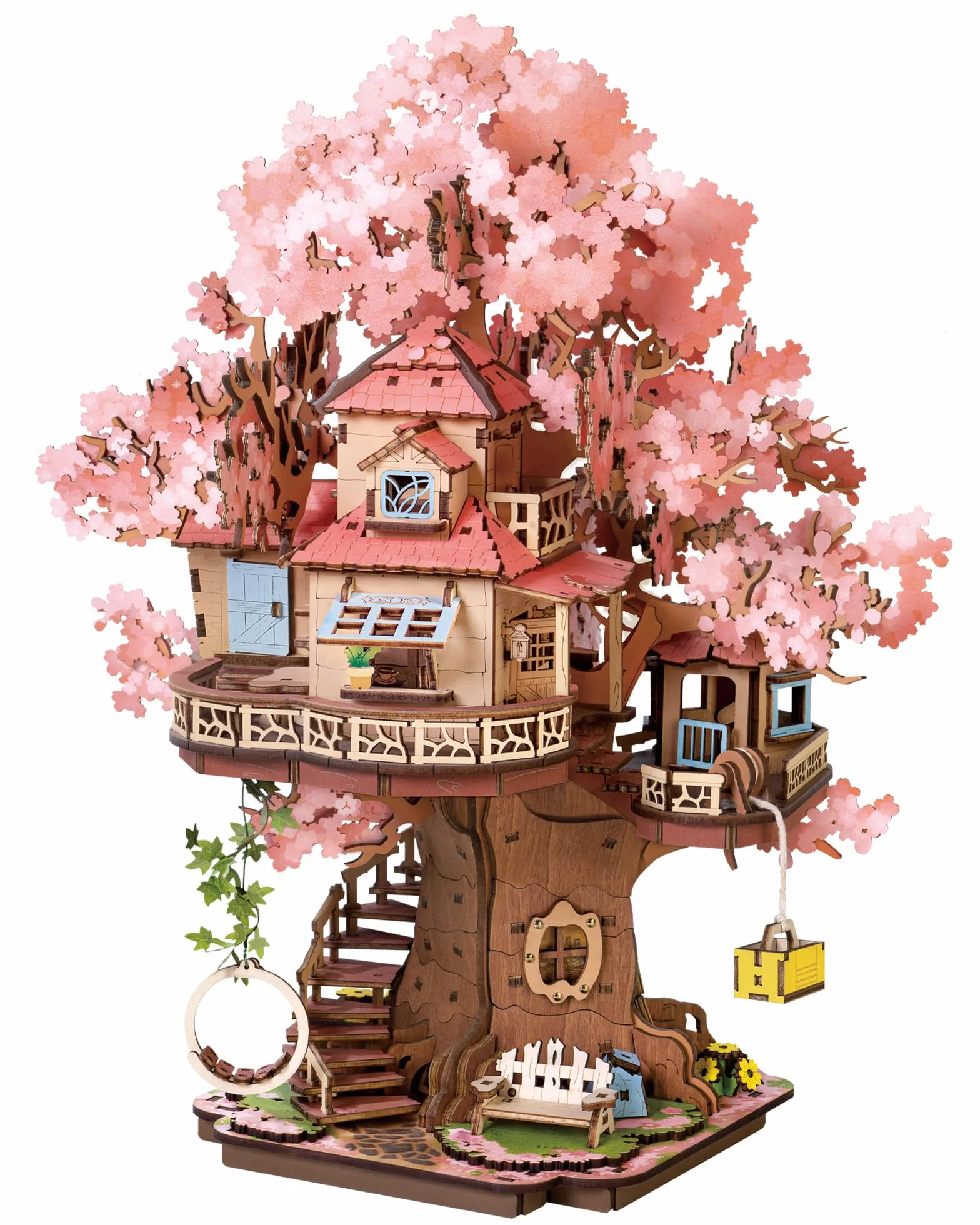 Rolife Puzzle 3D in Legno Casa sull’Albero di Sakura Miniatura Kit Modello Puzzle 3D in Legno per Adulti da Costruire Decorazione per Casa o Libreria Regalo di Compleanno