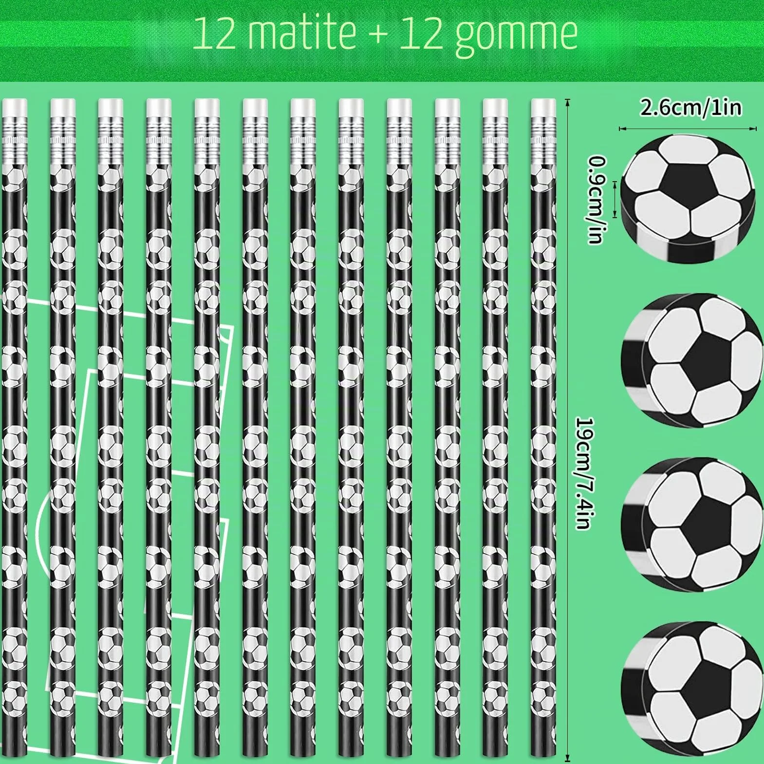 12 Pezzi Gomme da Cancellare da Calcio,12 Pezzi Matite con Gomma da Calcio,12 Pezzi Gioco di Flipper Calcio,Set di Cancelleria a Tema Calcio,Sportivo per Matite,Mini Carino Gomma Cancellare Calcio