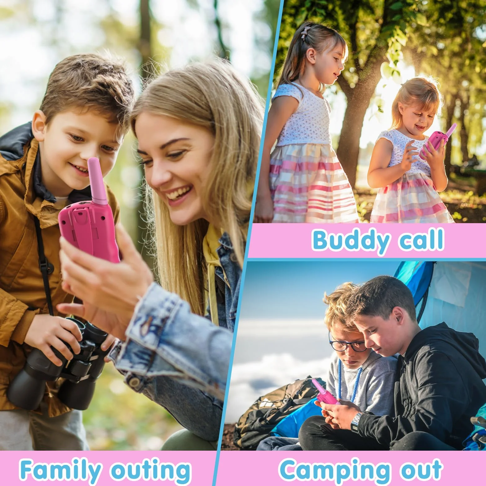 Walkie Talkie per Bambini 8 Canali Radio a 2 Vie con Torcia LCD Retroilluminata Giocattoli 3-12 Anni Regali